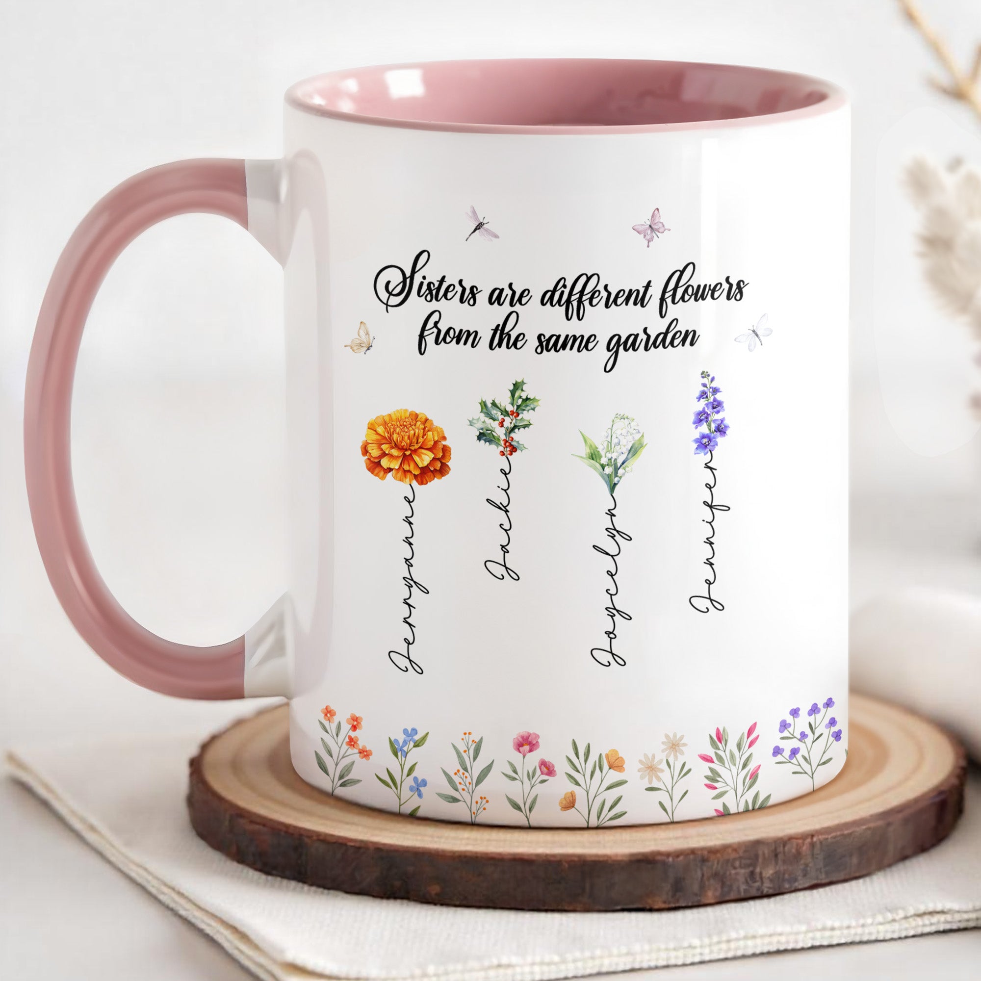 Personalized Sisters Are Different Flowers From The Same Garden Accent Mug Gifts Ideas For Her - Image 6