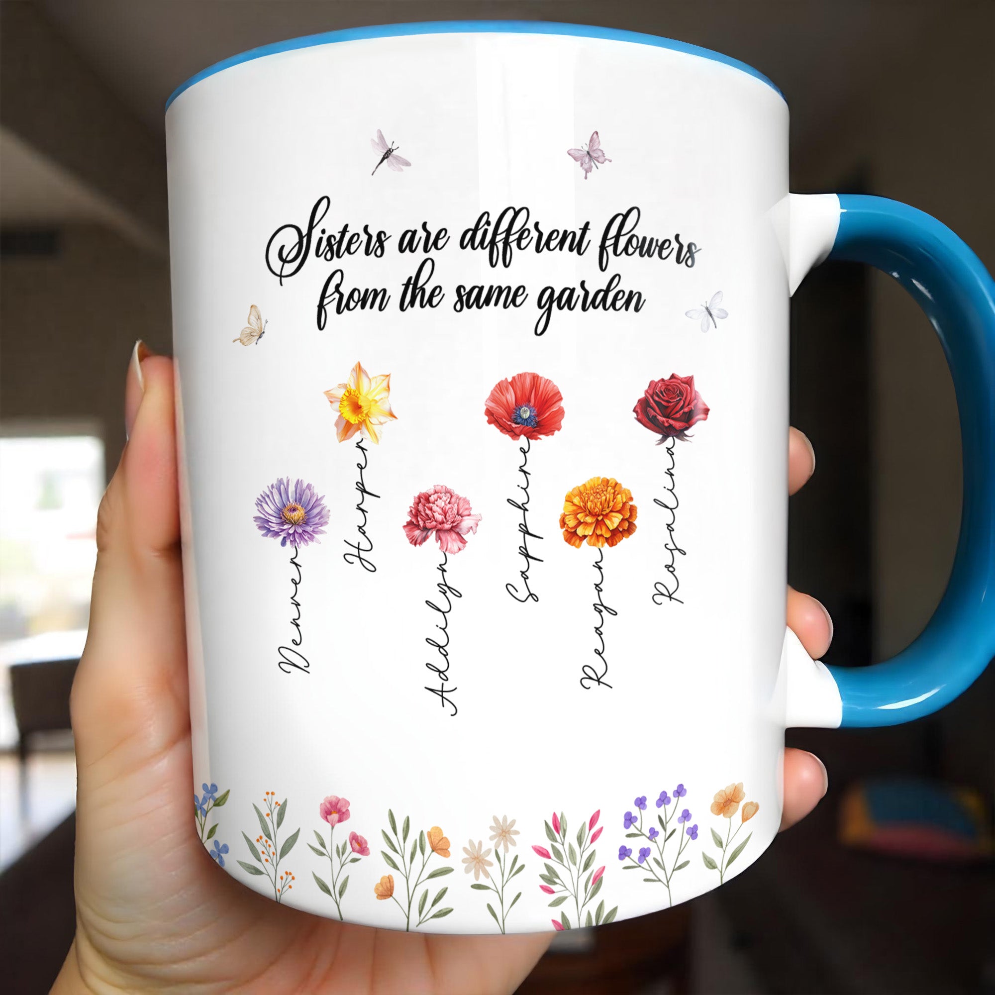Personalized Sisters Are Different Flowers From The Same Garden Accent Mug Gifts Ideas For Her - Image 2