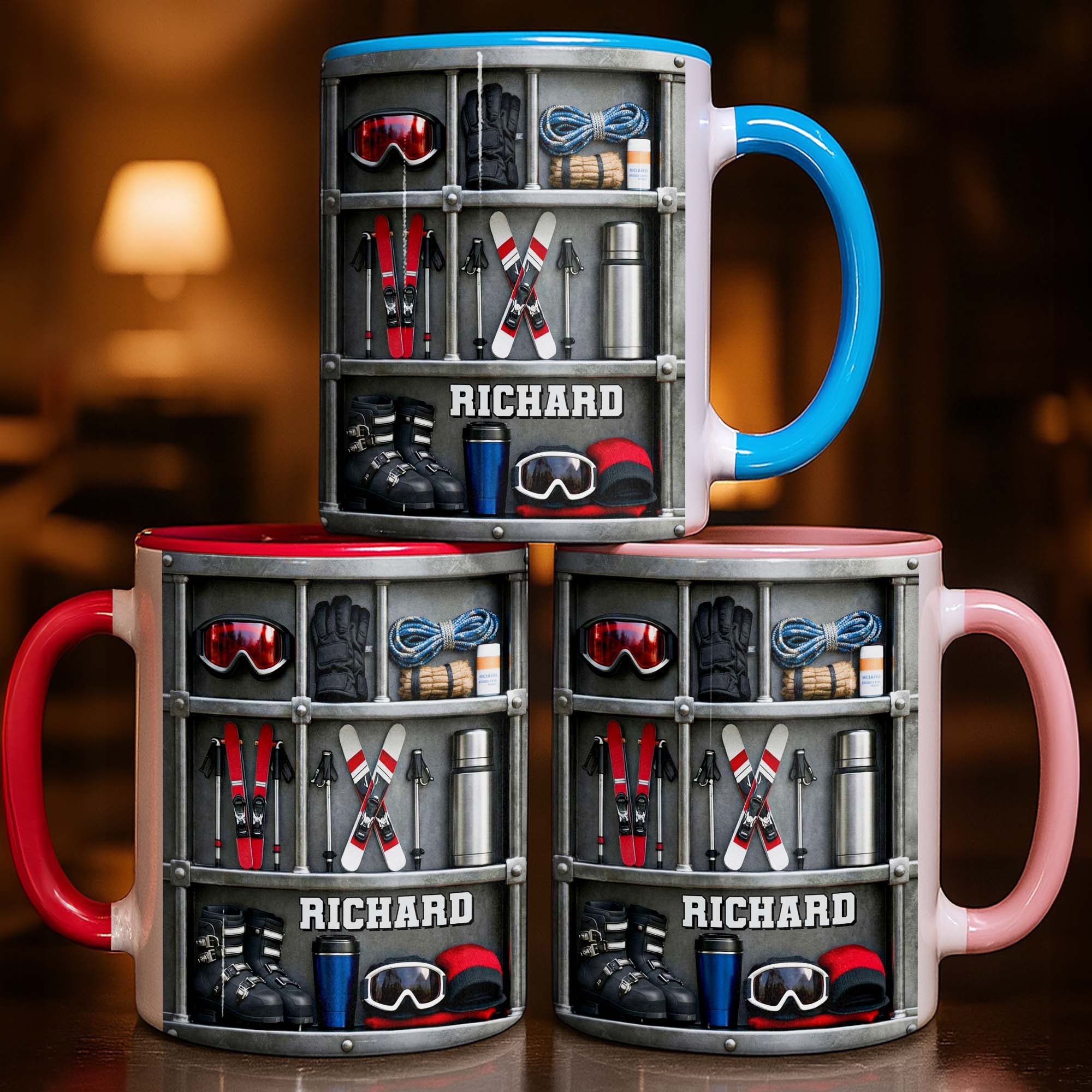 Personalized Skiing Gear Locker Skis Goggles Boots Accent Mug Gifts For Skiing Lovers - Image 2