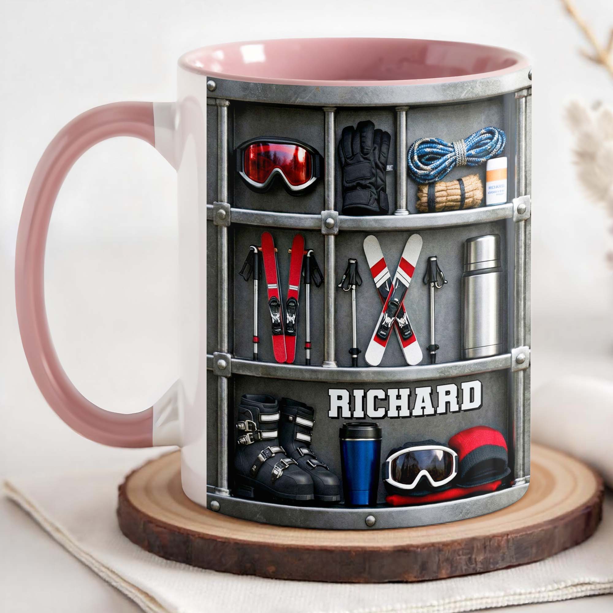 Personalized Skiing Gear Locker Skis Goggles Boots Accent Mug Gifts For Skiing Lovers - Image 3