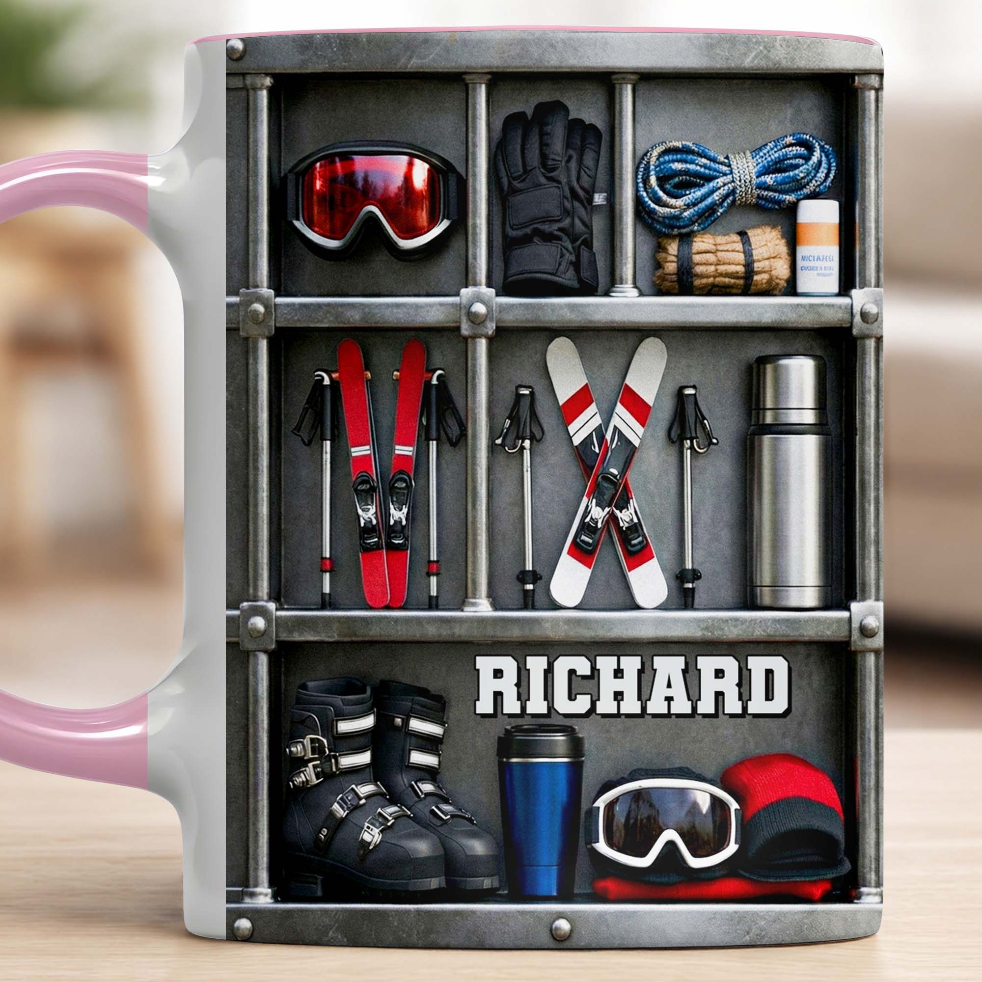 Personalized Skiing Gear Locker Skis Goggles Boots Accent Mug Gifts For Skiing Lovers - Image 5