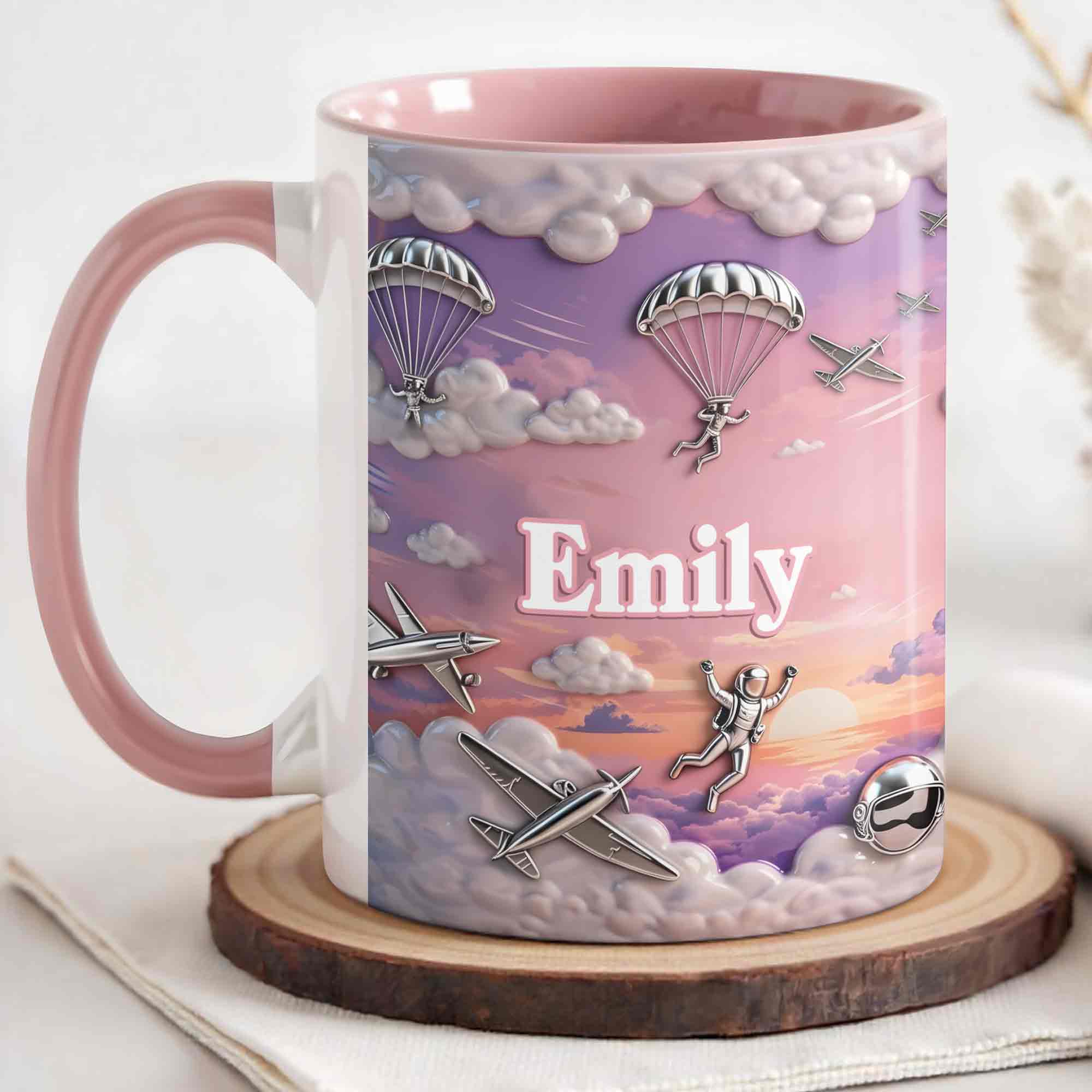 Personalized Skydiver And Airplane Graphics Accent Mug Gifts For Skydive Lovers - Image 4