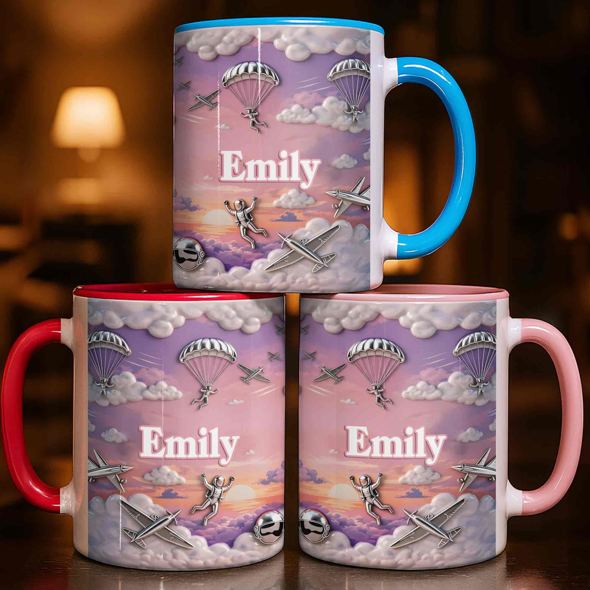 Personalized Skydiver And Airplane Graphics Accent Mug Gifts For Skydive Lovers - Image 2