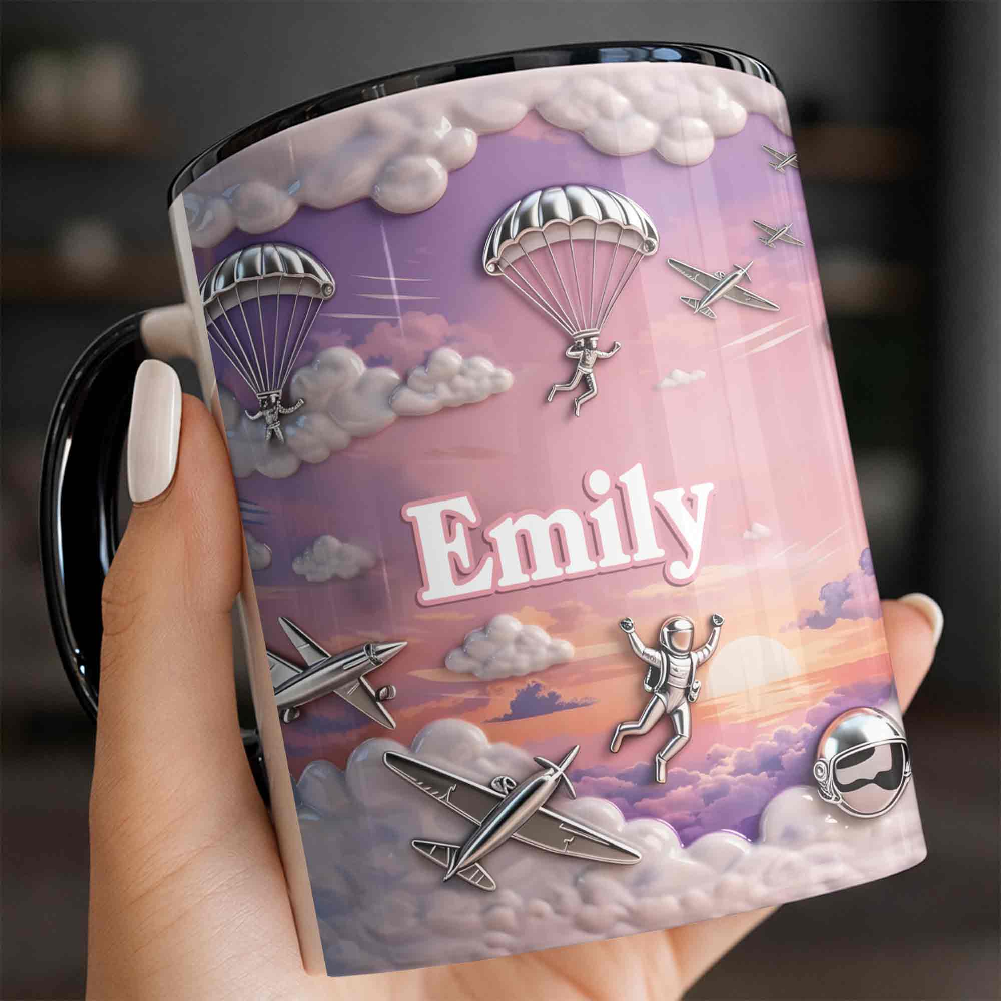Personalized Skydiver And Airplane Graphics Accent Mug Gifts For Skydive Lovers - Image 5
