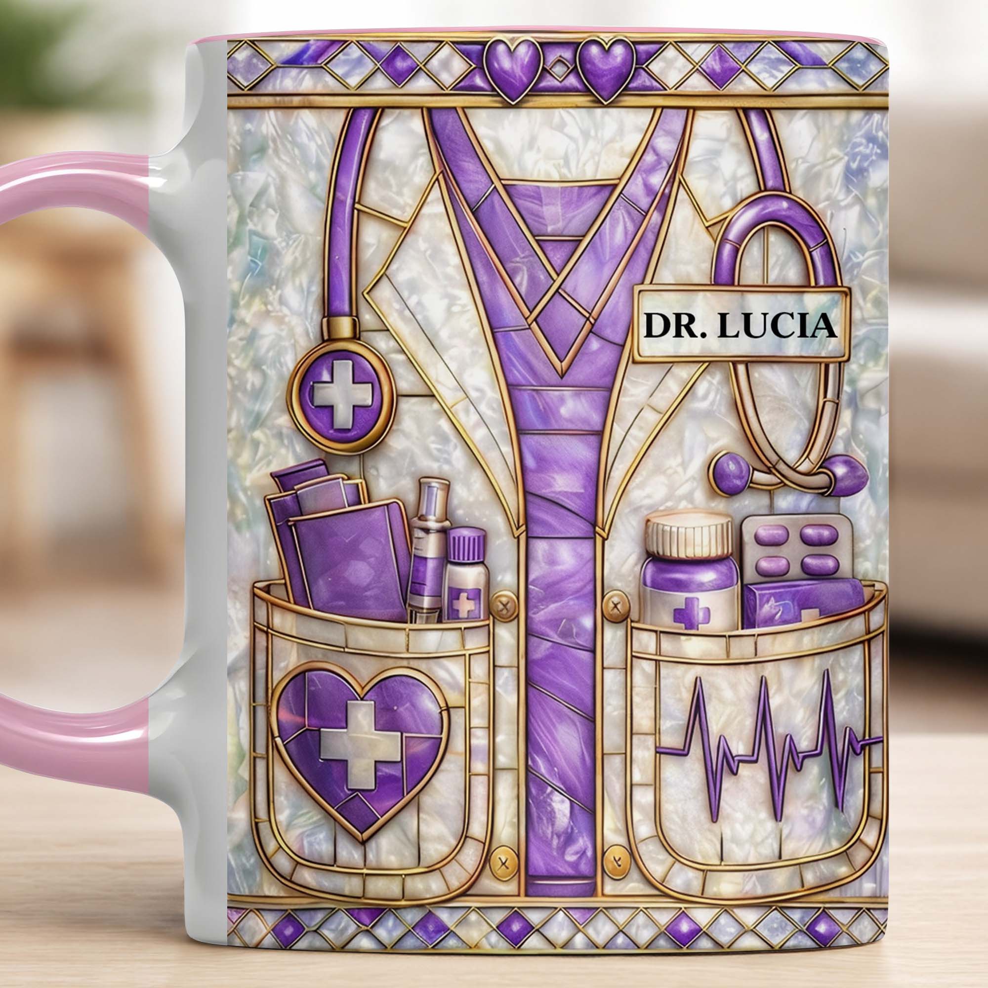 Personalized Stethoscope And Medical Scrubs Accent Mug Celebrate Our Healthcare Heroes Gifts - Image 3