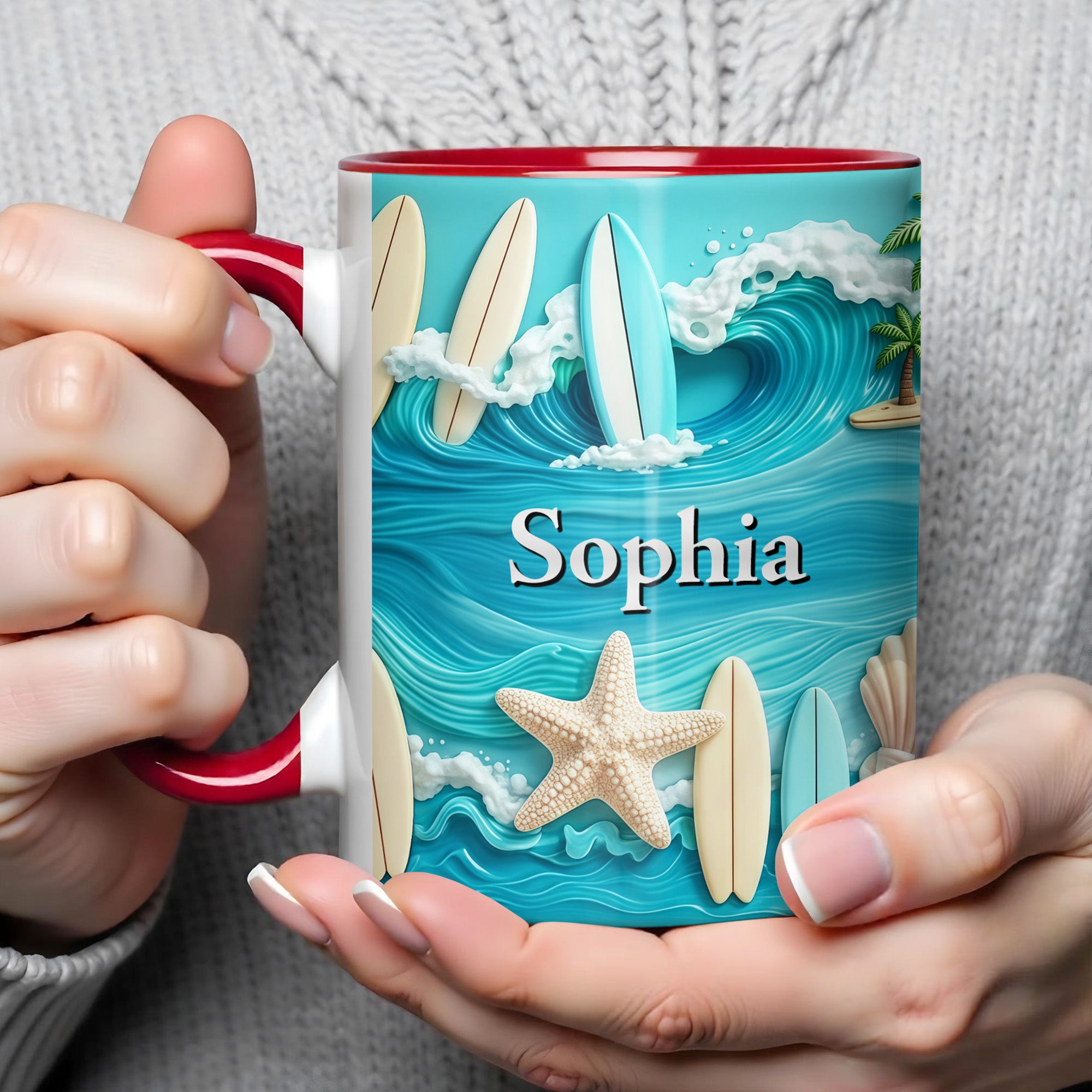 Personalized Surfboards And Starfish Ocean Accent Mug Gifts For Ocean Lovers - Image 4