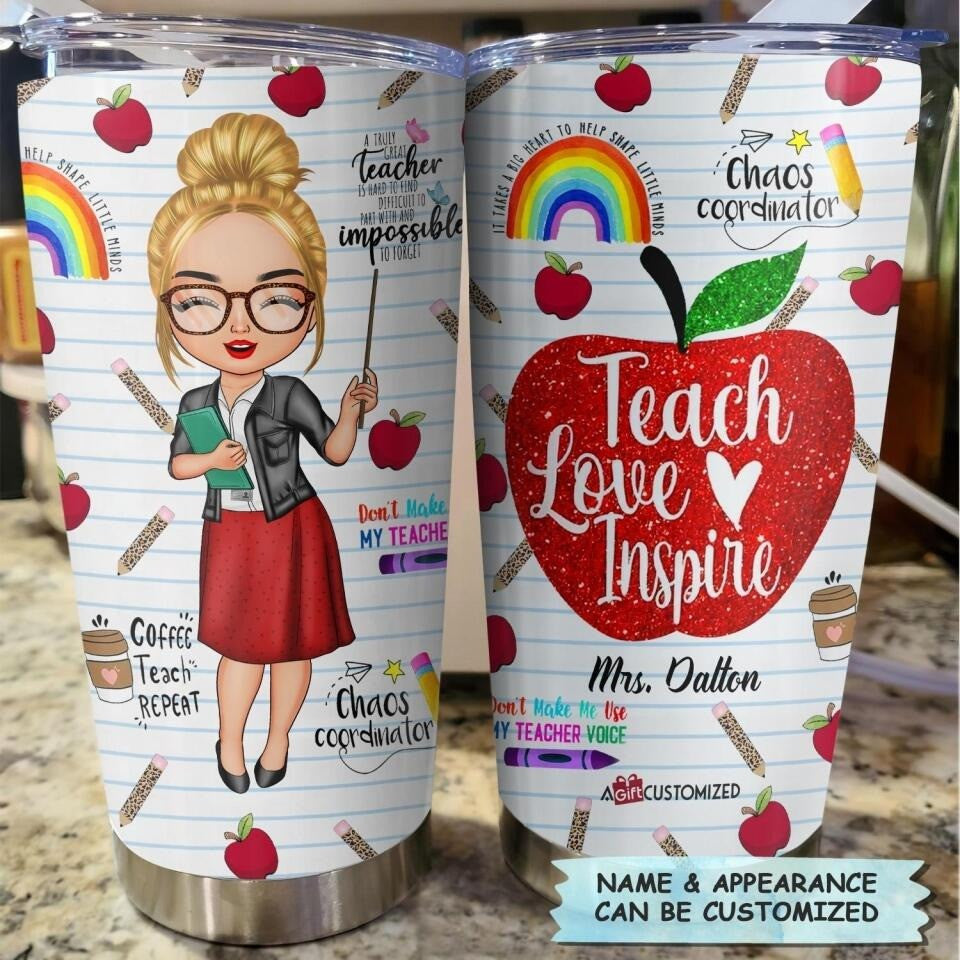 Personalized Teach Love Inspire Teacher Tumbler Teacher Custom Tumbler Her Gift Ideas - Image 8