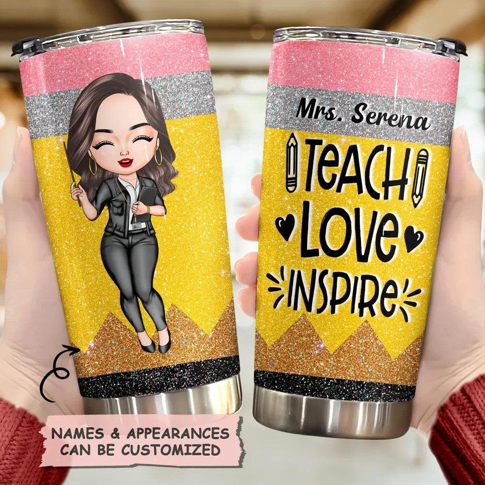 Personalized Teach Love Inspire Tumbler Custom Teacher Tumbler Teacher Gift Ideas 2024 - Image 8