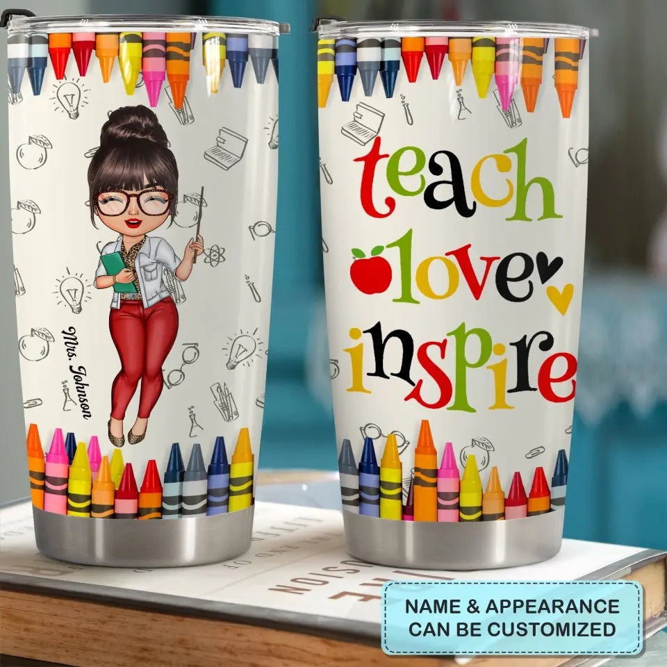 Personalized Teach Love Inspire Tumbler Teacher Coffee Tumbler Perfect Gift For Teachers Day