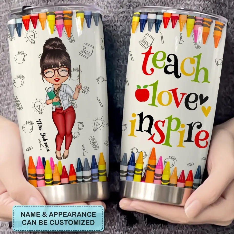Personalized Teach Love Inspire Tumbler Teacher Coffee Tumbler Perfect Gift For Teachers Day - Image 8