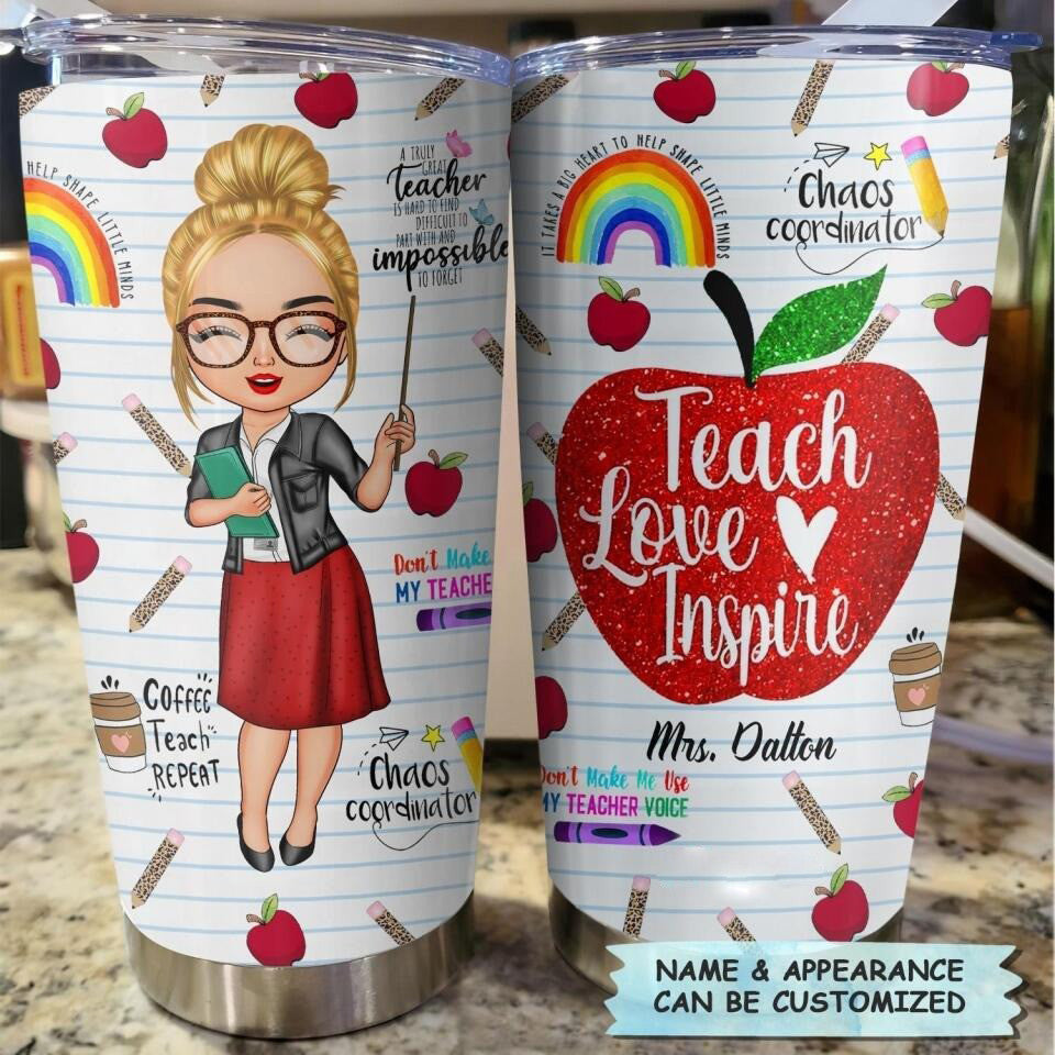 Personalized Teach Love Inspire Tumbler Teacher Tumbler Cup Ideas Customised Gift For Teacher - Image 8