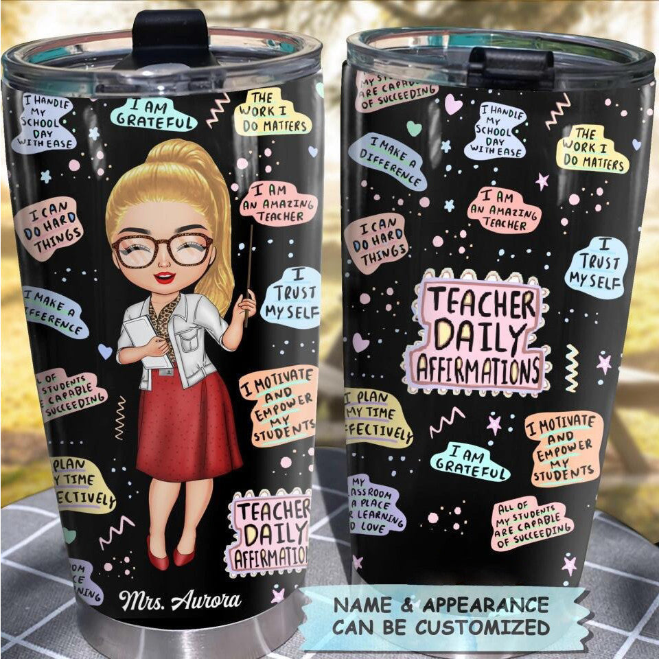 Personalized Teacher Daily Affirmations Tumbler Teacher Tumbler Cups Cute Gifts For Her
