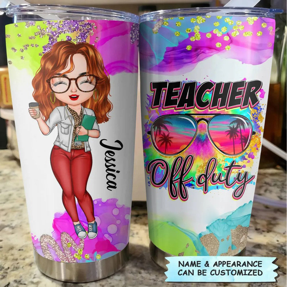 Personalized Teacher Off Duty Tumbler Teacher Theme Summer Tumbler Gifts For Vacation - Image 9