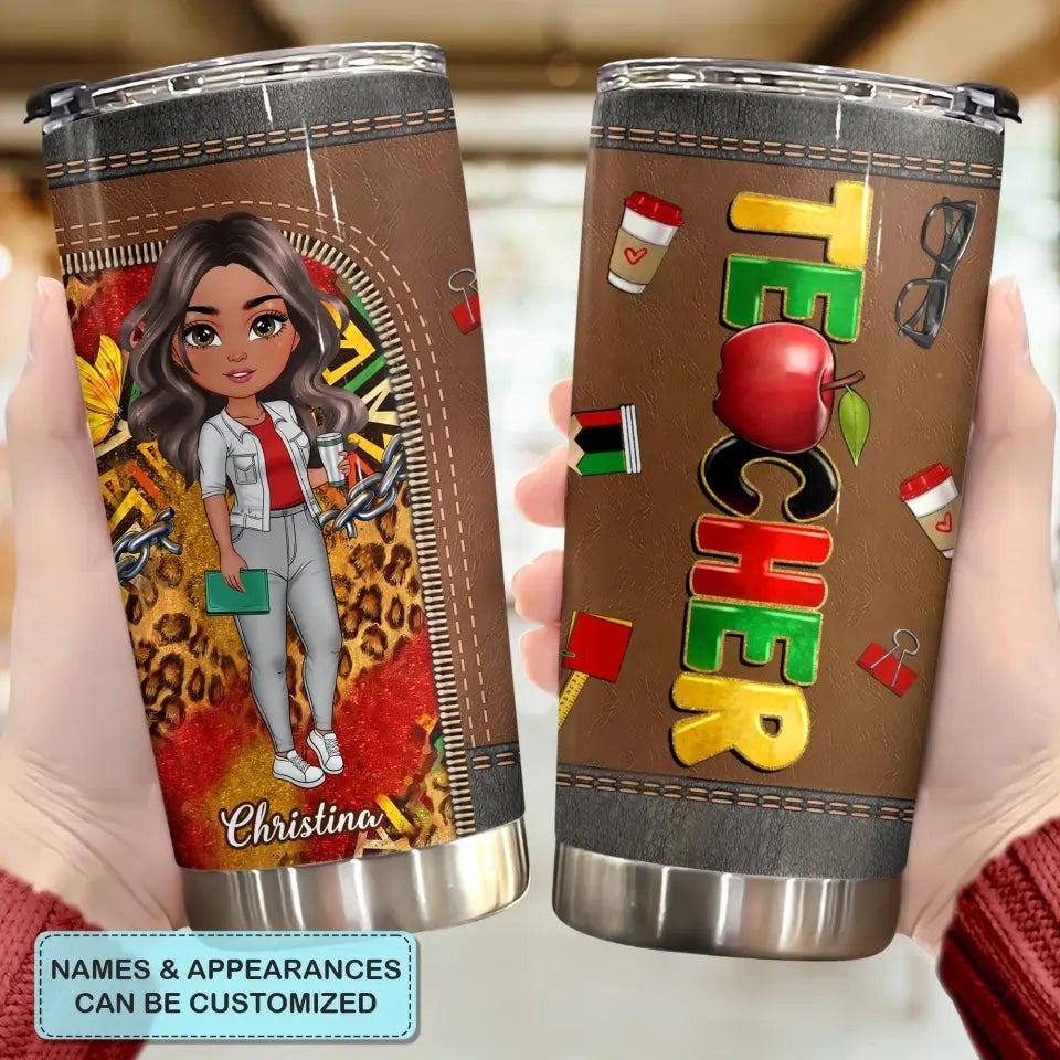 Personalized Teacher Tumbler Happy Juneteenth Teacher Coffee Tumbler Gifts African American - Image 7