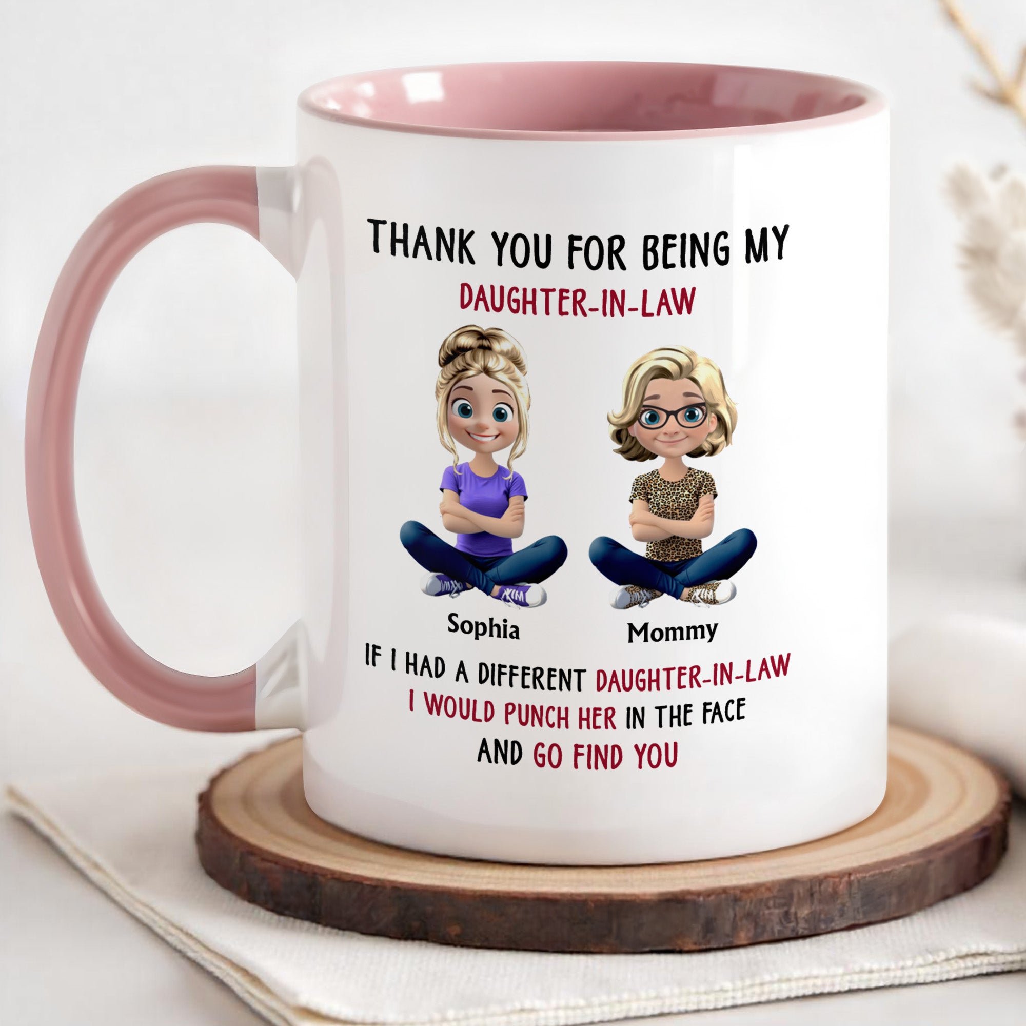 Personalized Thank You For Being My Daughter In Law Accent Mug Meaningful Gifts