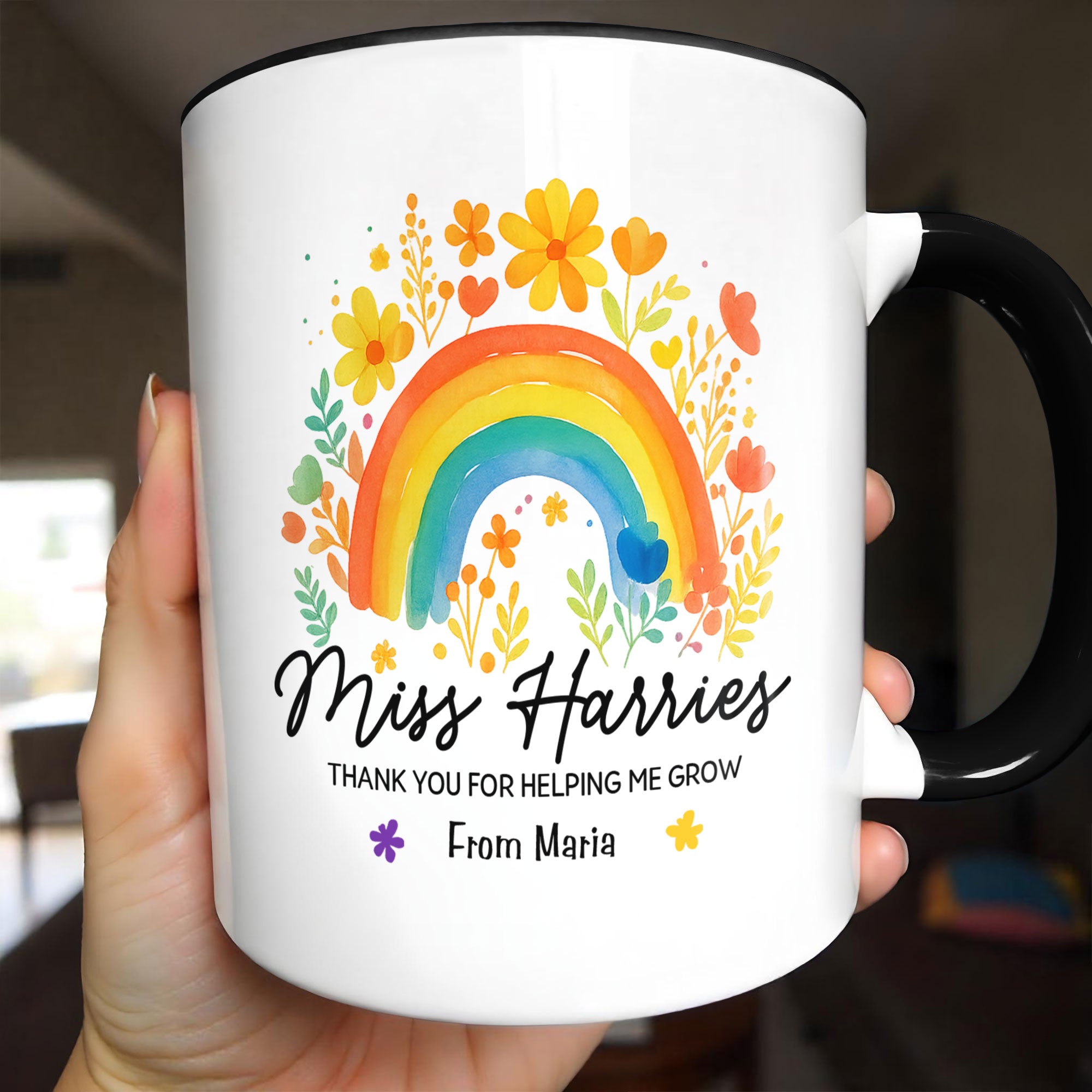 Personalized Thank You For Helping Me Grow Accent Mug Best Gifts For Teacher - Image 4