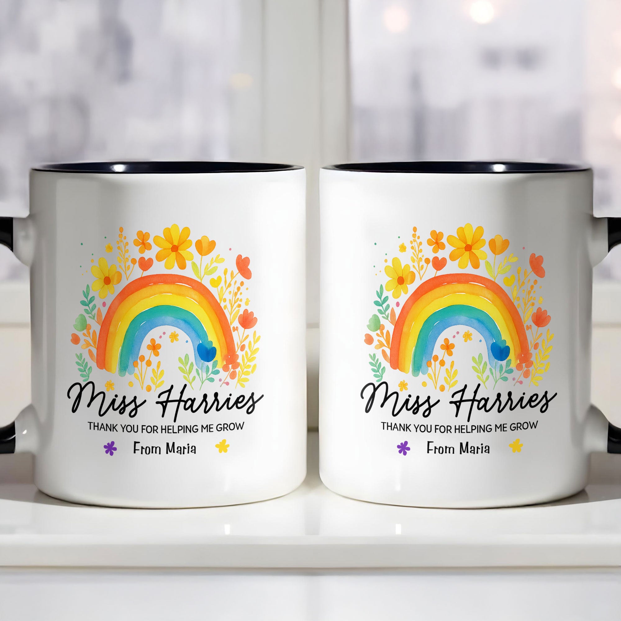 Personalized Thank You For Helping Me Grow Accent Mug Best Gifts For Teacher