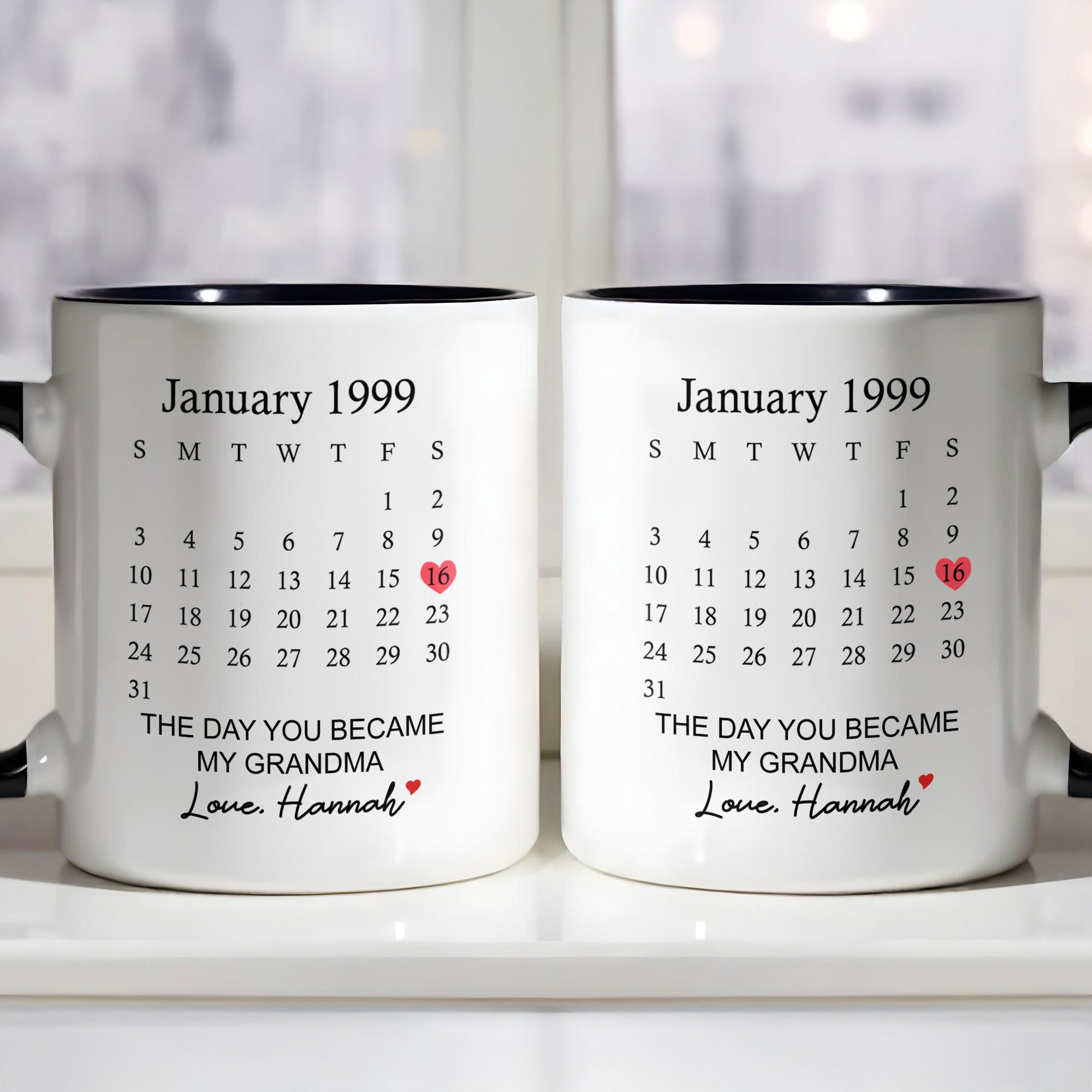 Personalized The Day You Became My Grandma Calendar Design Accent Mug Gifts For Grandchild