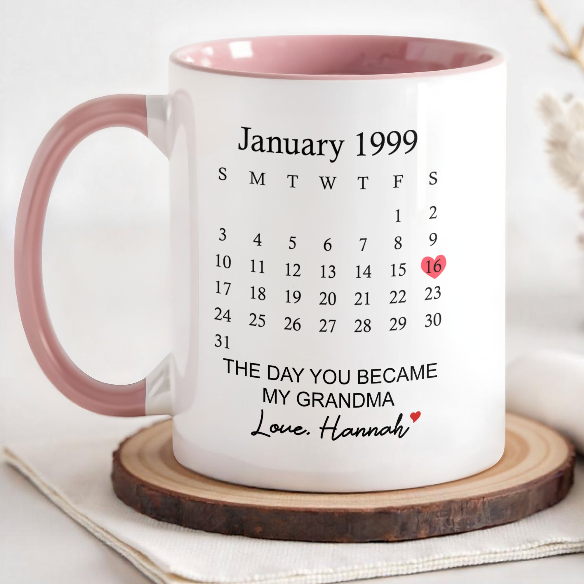 Personalized The Day You Became My Grandma Calendar Design Accent Mug Gifts For Grandchild - Image 2