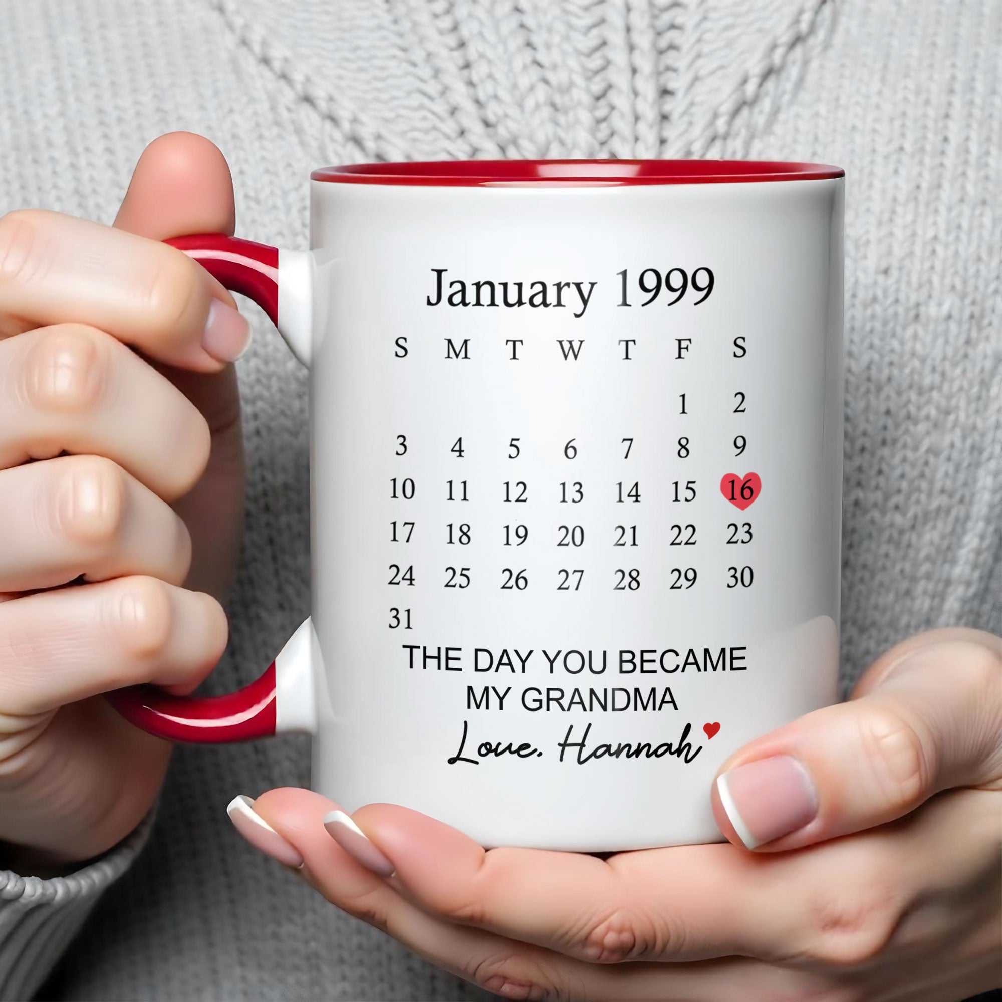 Personalized The Day You Became My Grandma Calendar Design Accent Mug Gifts For Grandchild - Image 3