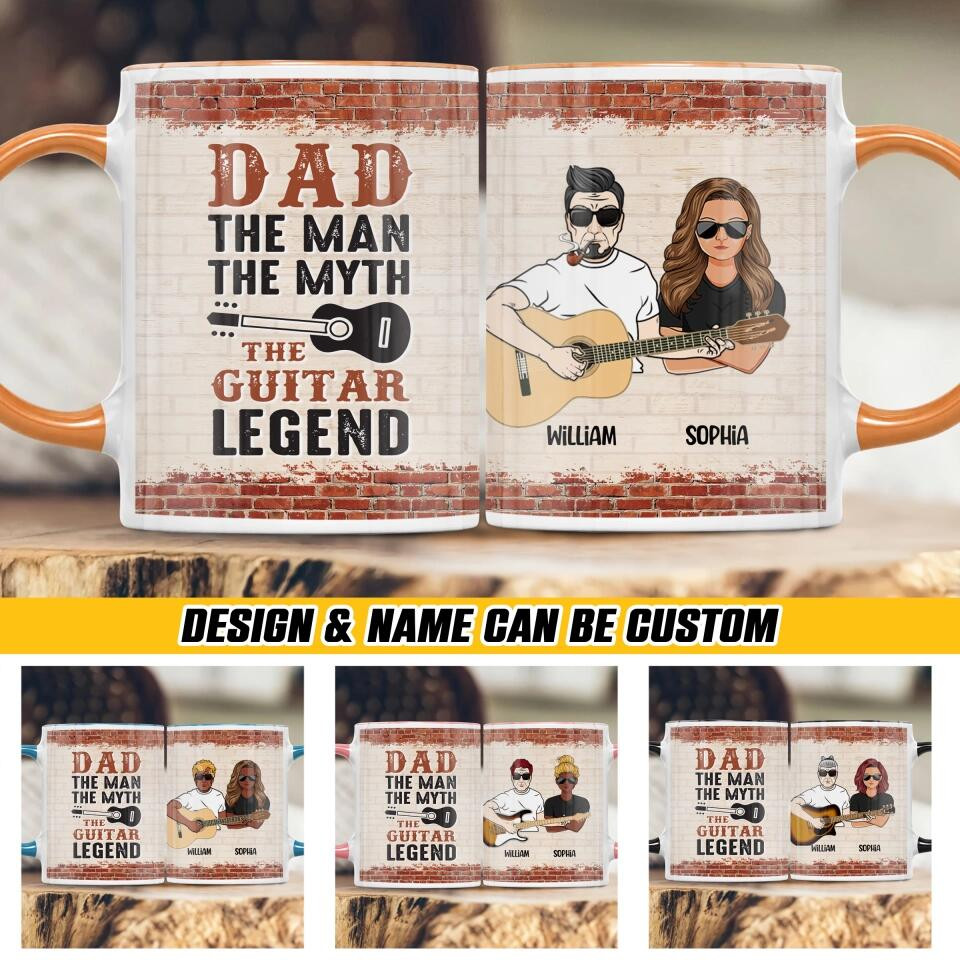 Personalized The Guitar Legend Dad & Daughter Printed Accent Mug PNHQ1312