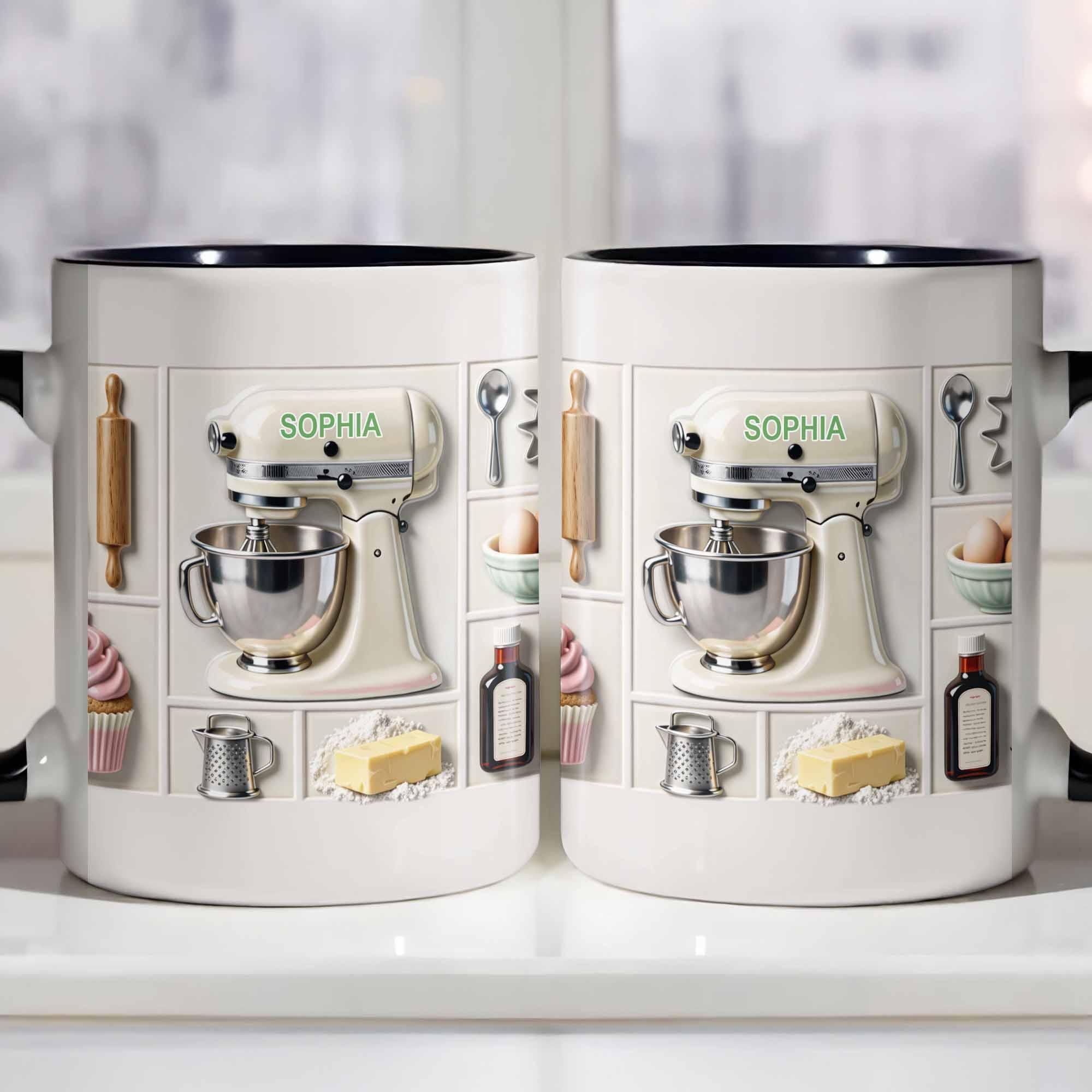Personalized The Joy Of Baking With Stand Mixer And Pastry Tools Accent Mug Bakers Gifts
