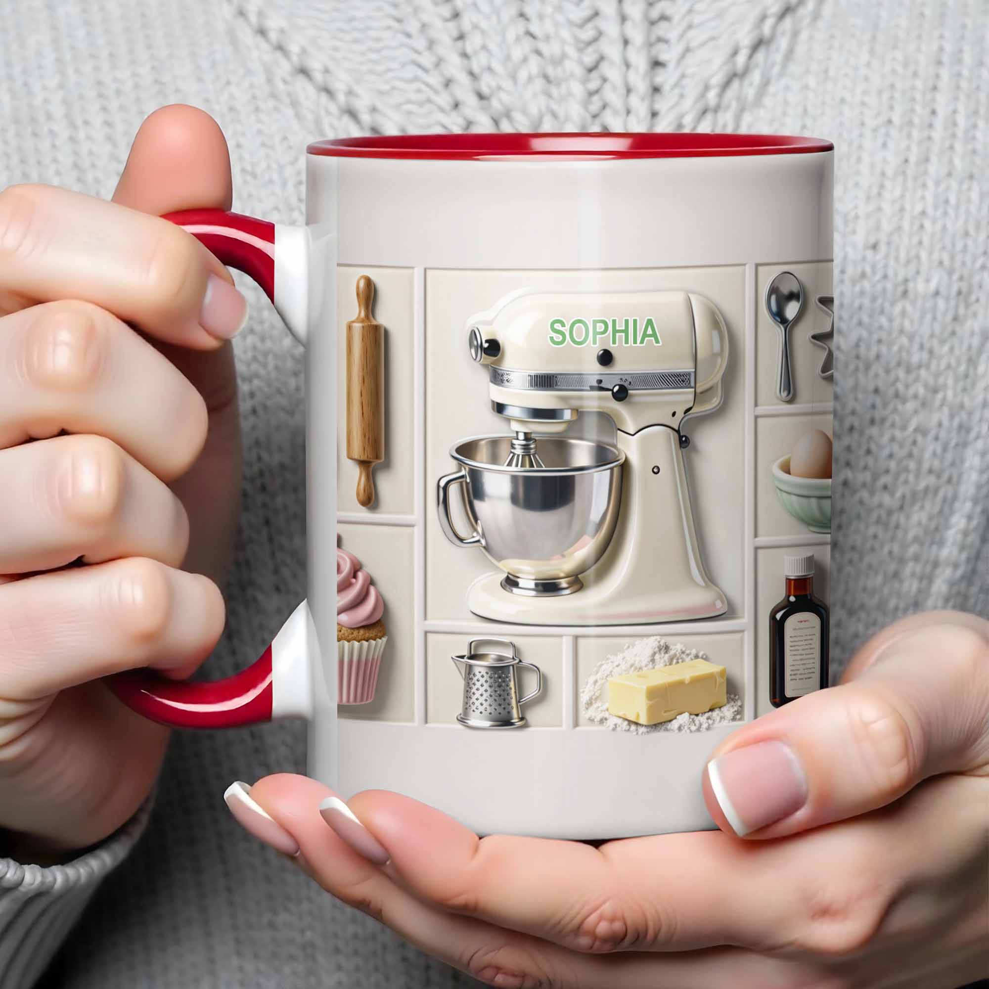 Personalized The Joy Of Baking With Stand Mixer And Pastry Tools Accent Mug Bakers Gifts - Image 4