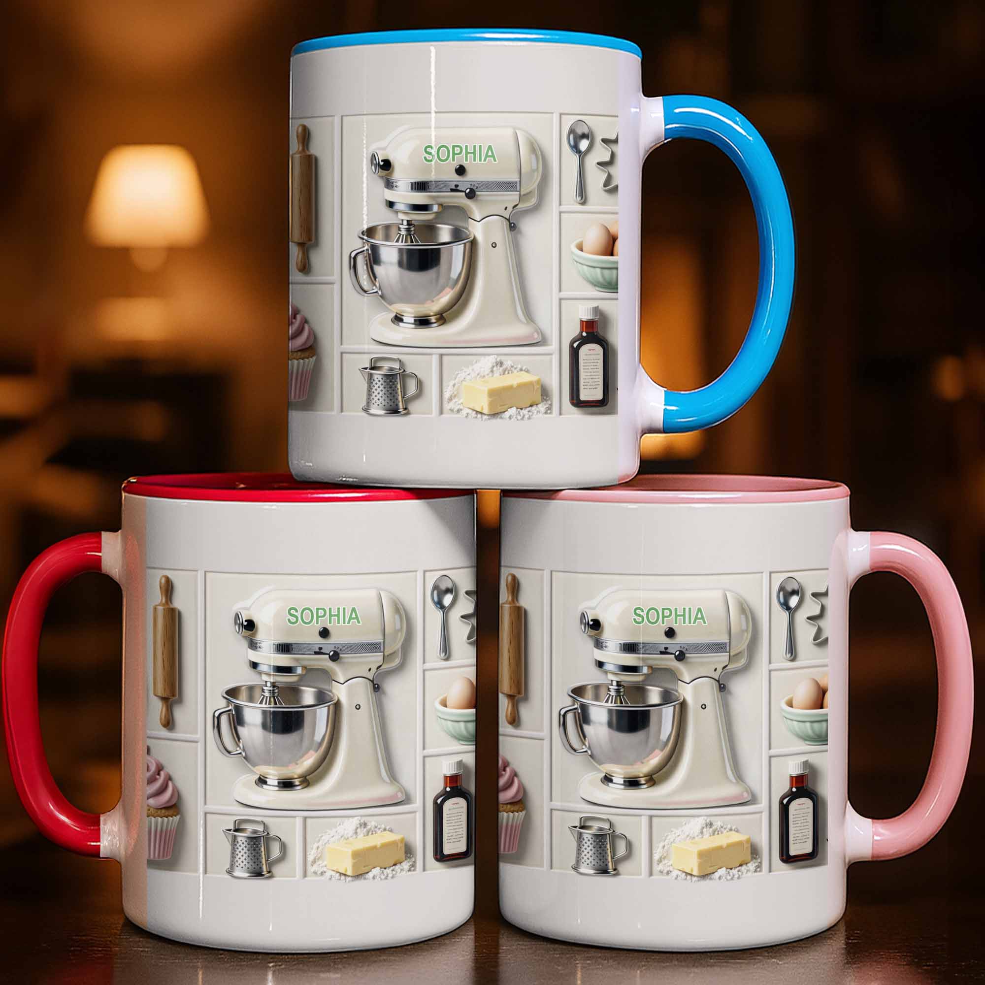 Personalized The Joy Of Baking With Stand Mixer And Pastry Tools Accent Mug Bakers Gifts - Image 2