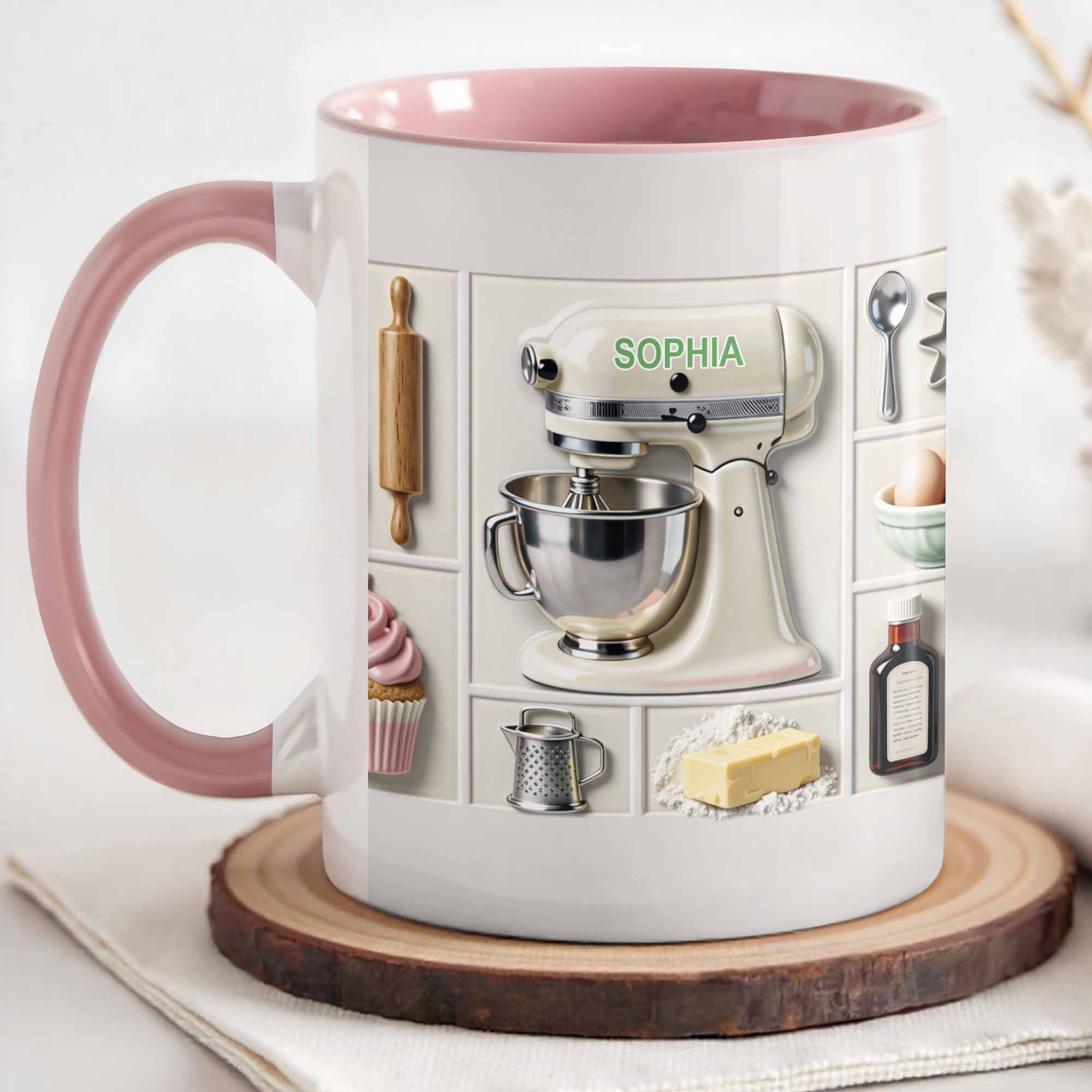 Personalized The Joy Of Baking With Stand Mixer And Pastry Tools Accent Mug Bakers Gifts - Image 3
