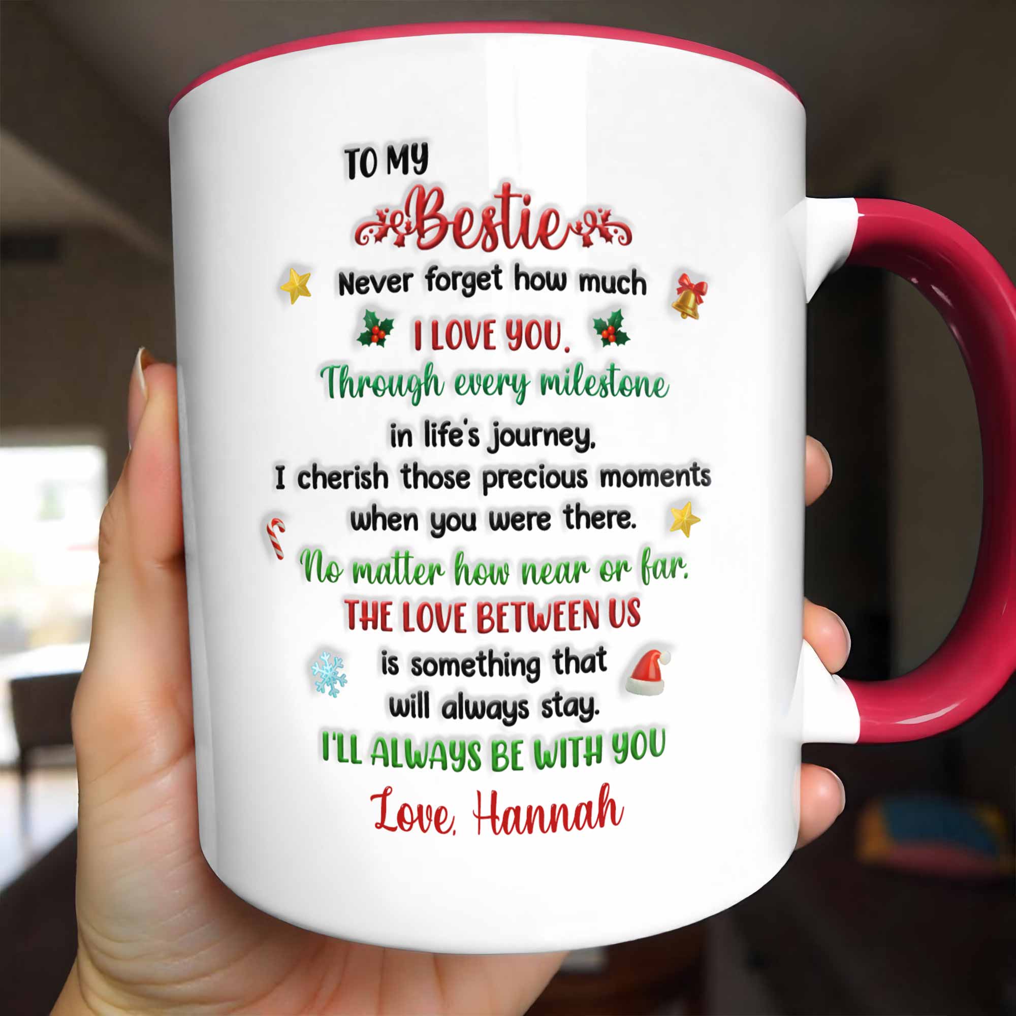 Personalized To My Bestie Accent Mug Long Distance Friendship Gifts Ideas - Image 7