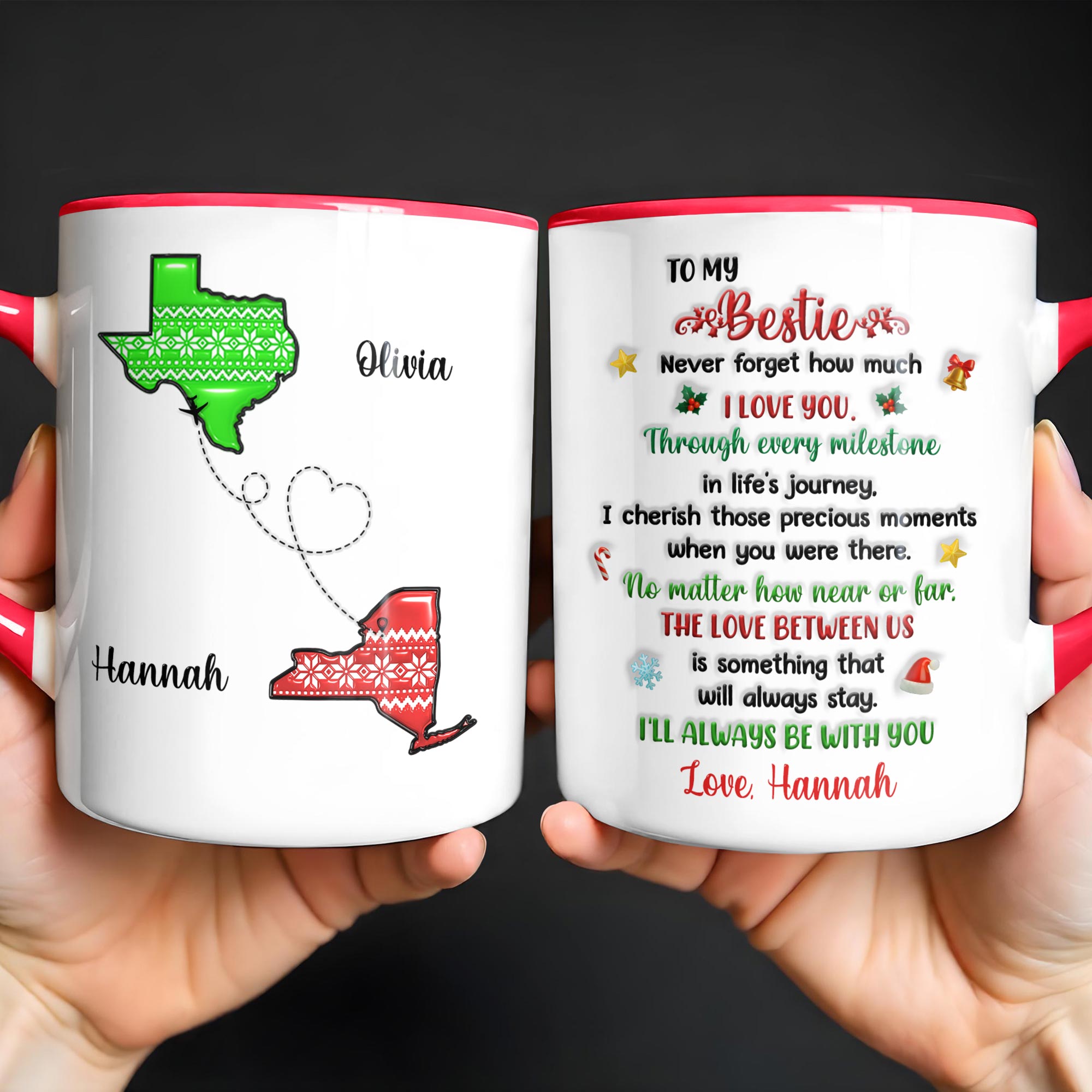 Personalized To My Bestie Accent Mug Long Distance Friendship Gifts Ideas - Image 6