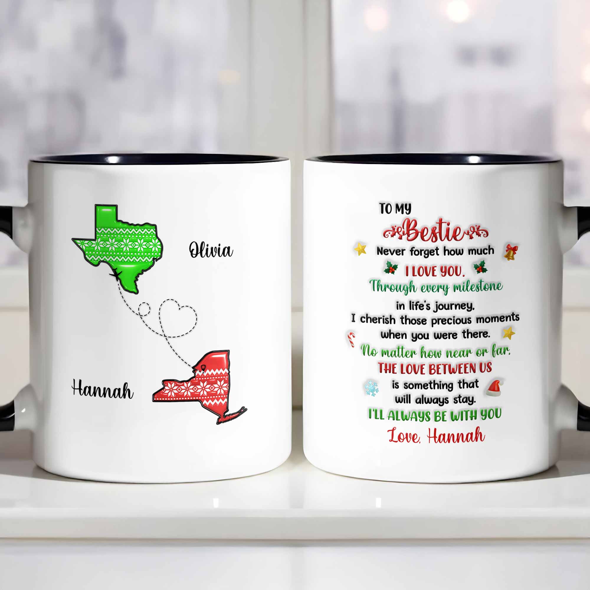 Personalized To My Bestie Accent Mug Long Distance Friendship Gifts Ideas