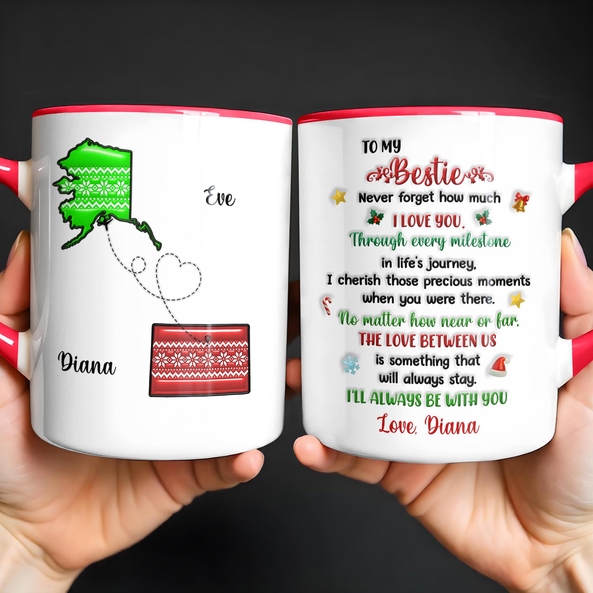 Personalized To My Bestie Accent Mug Long Distance Friendship Gifts Ideas - Image 2