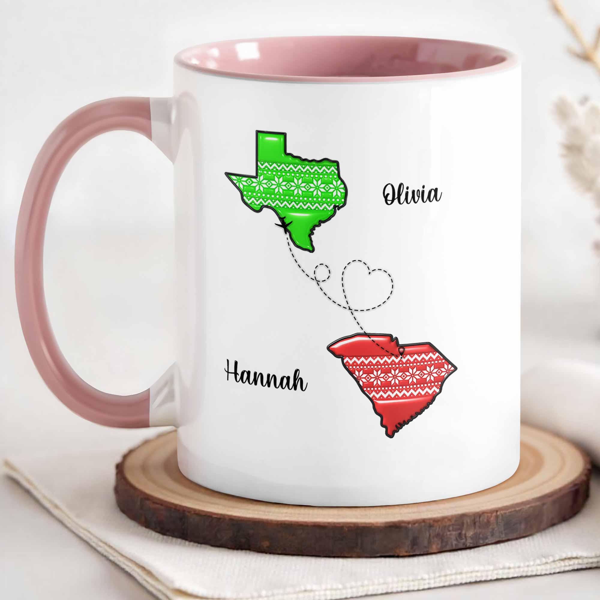 Personalized To My Bestie Love Friendship Across State Lines Accent Mug Birthday Gifts Ideas - Image 3