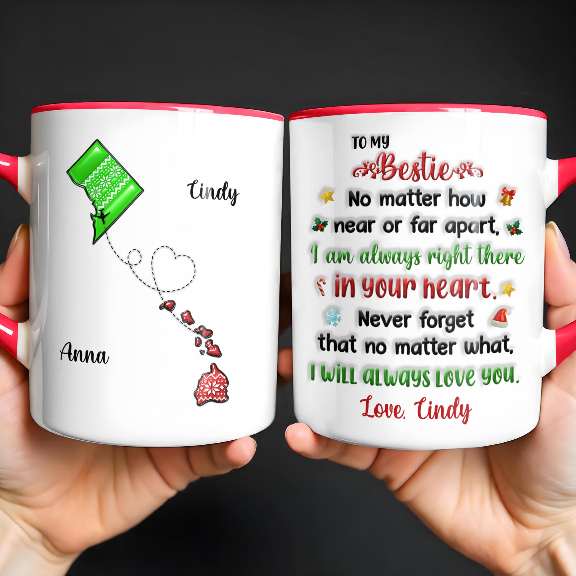 Personalized To My Bestie Love Friendship Across State Lines Accent Mug Birthday Gifts Ideas - Image 6