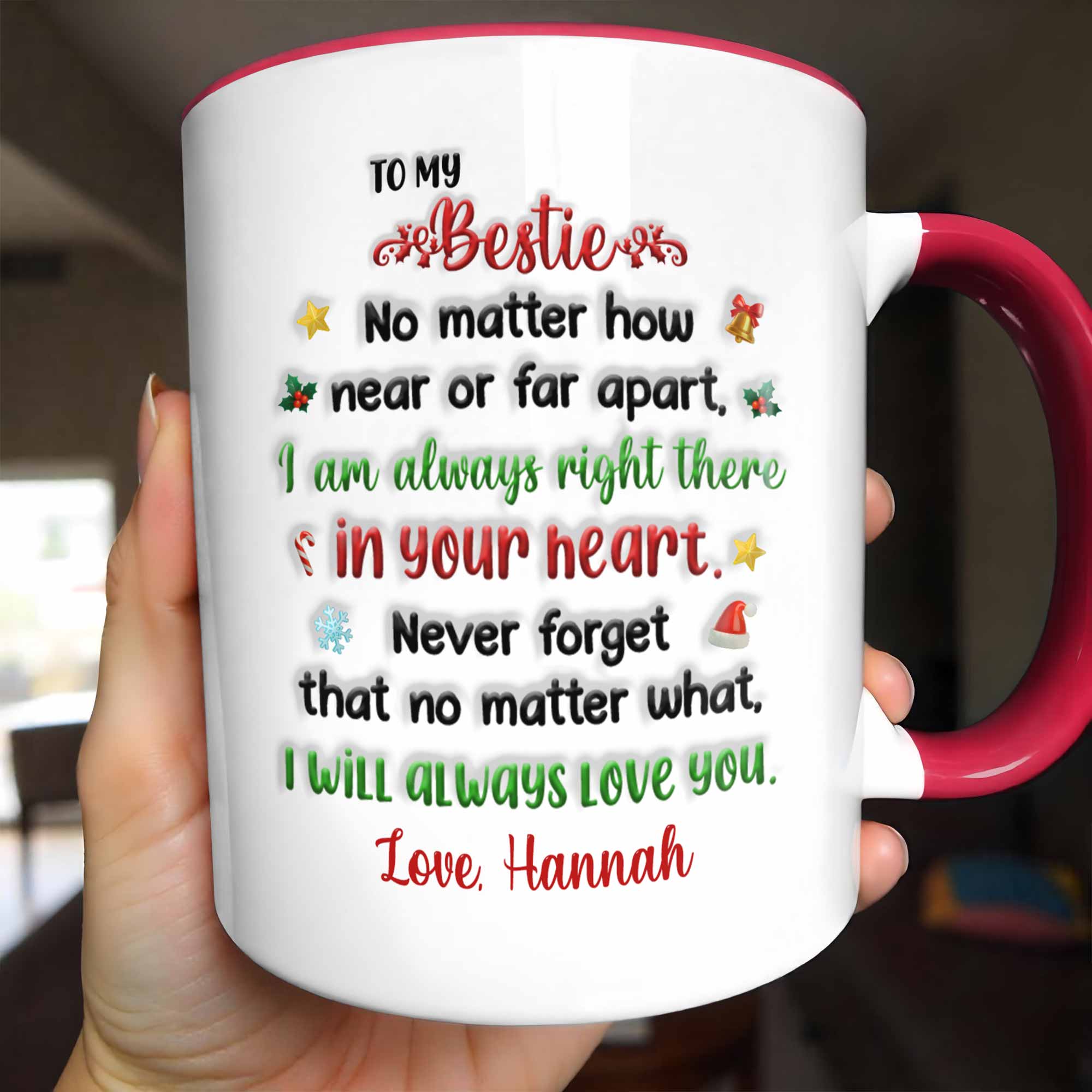 Personalized To My Bestie Love Friendship Across State Lines Accent Mug Birthday Gifts Ideas - Image 7