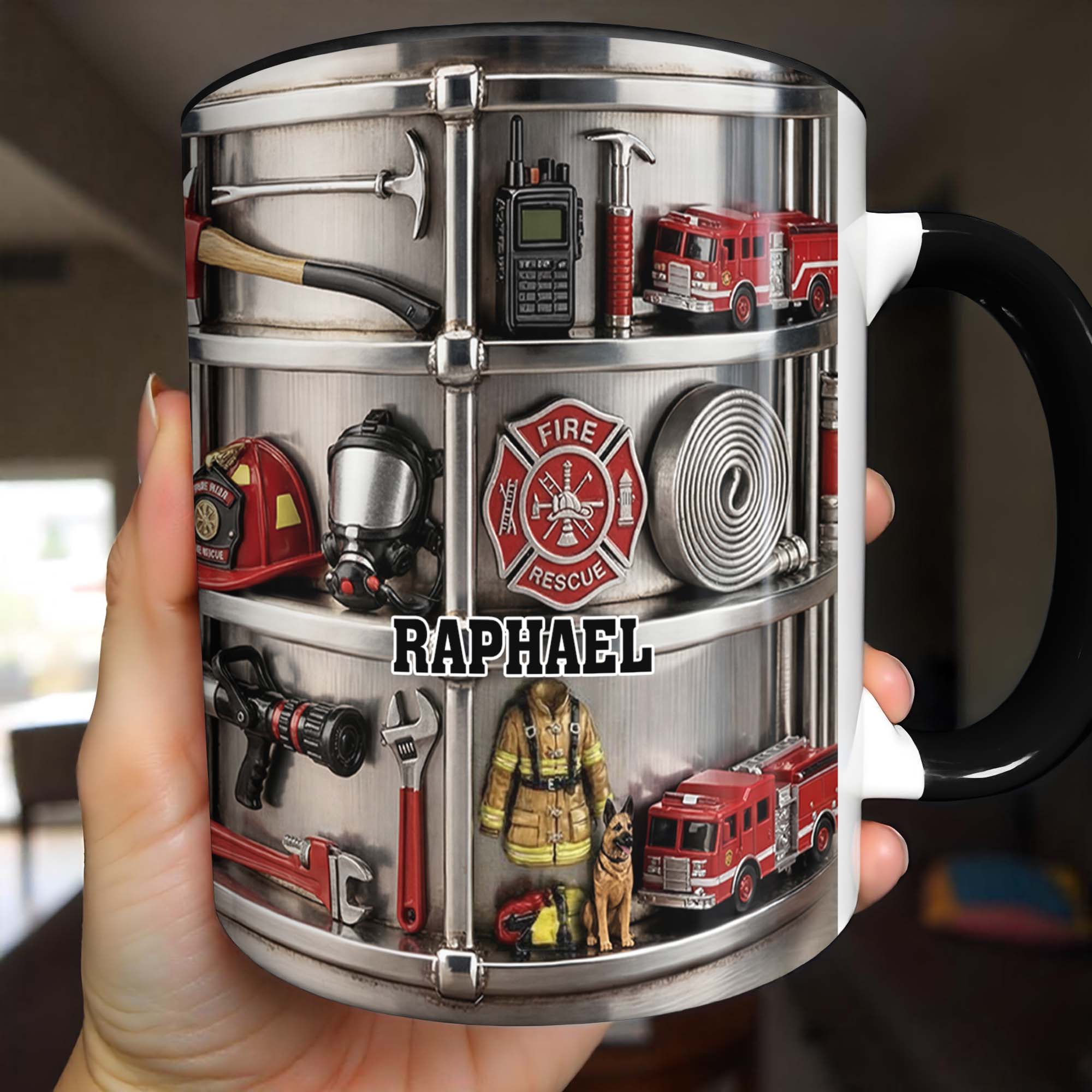 Personalized To My Brave Firefighter Fire Truck And Gear Accent Mug Gifts For Firefighter - Image 5