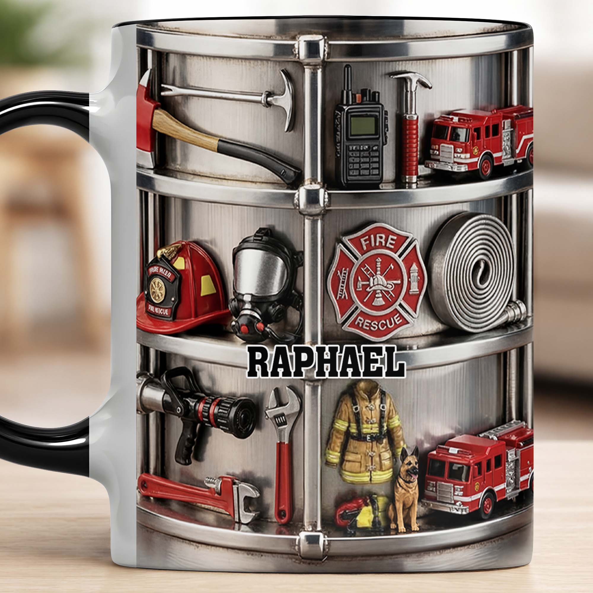 Personalized To My Brave Firefighter Fire Truck And Gear Accent Mug Gifts For Firefighter - Image 7