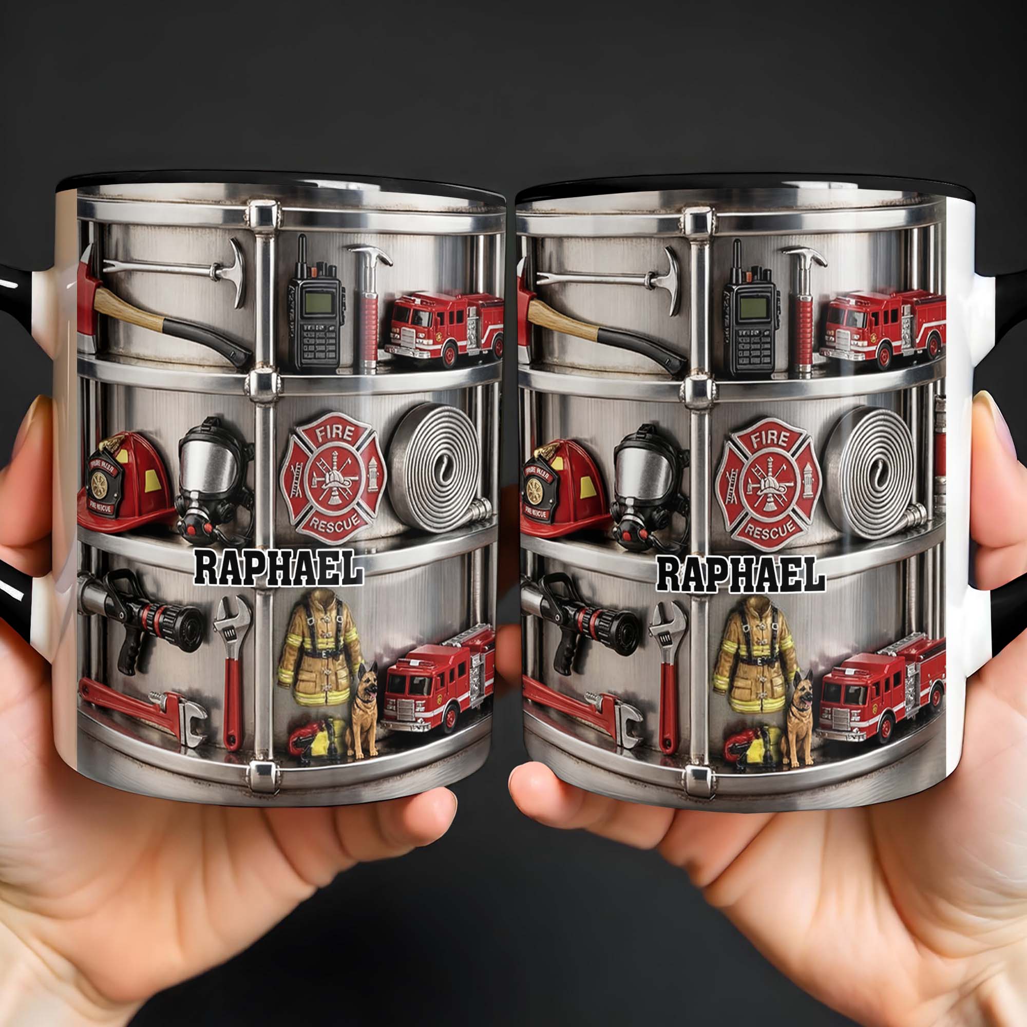 Personalized To My Brave Firefighter Fire Truck And Gear Accent Mug Gifts For Firefighter