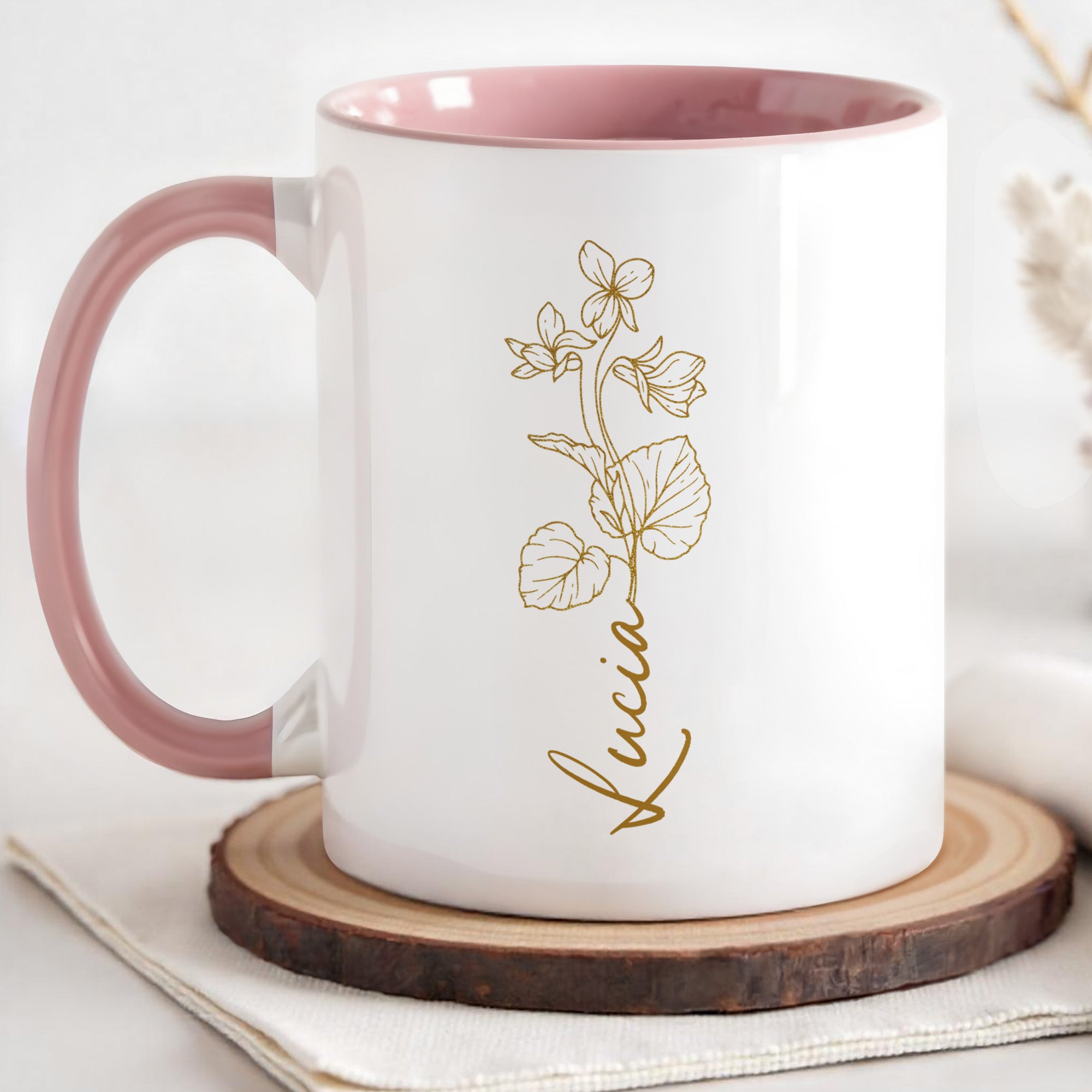 Personalized To My Daughter Accent Mug Golden Blossoms Coffee Cup With Custom Name Gifts - Image 2