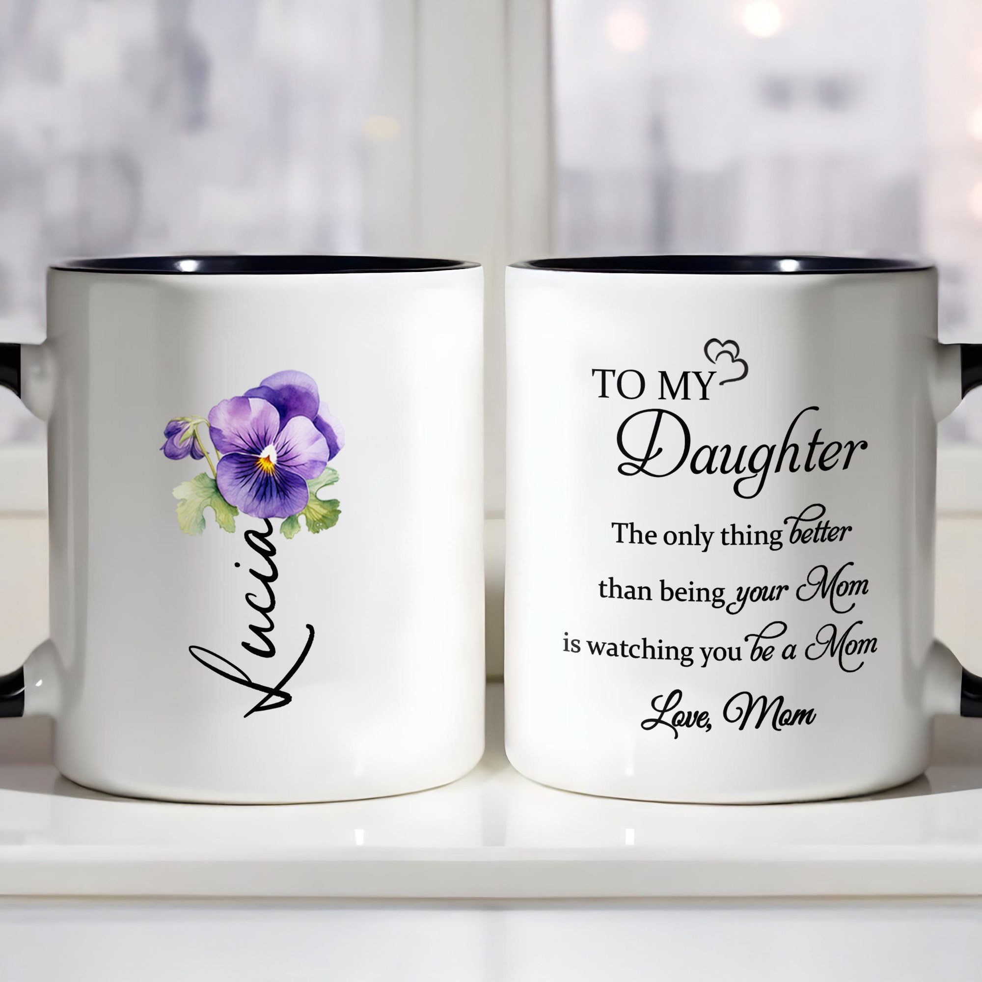Personalized To My Daughter Flower Accent Mug Gifts For Daughter From Mom