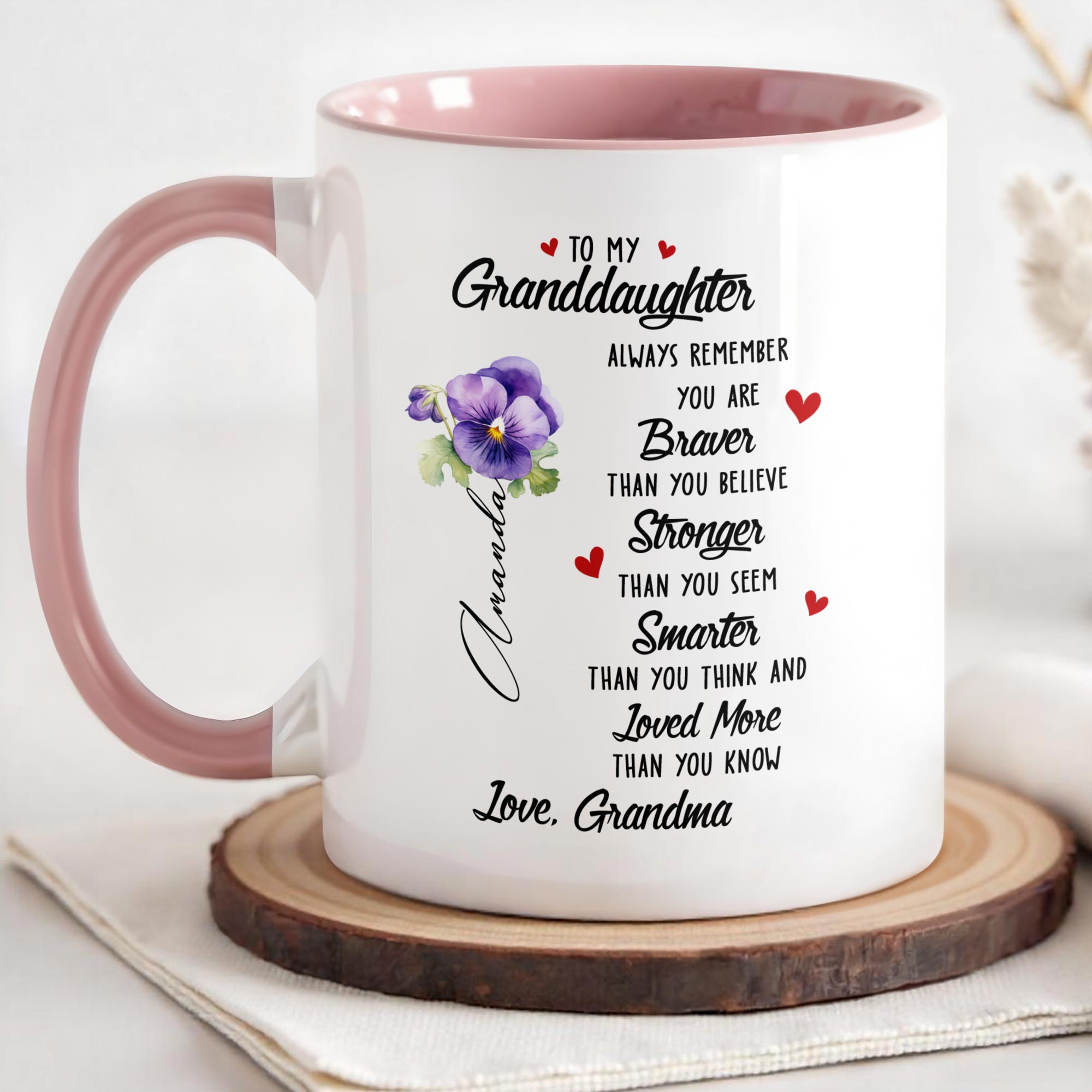 Personalized To My Granddaughter Always Remember You Are Braver Stronger Accent Mug Best Gifts - Image 3