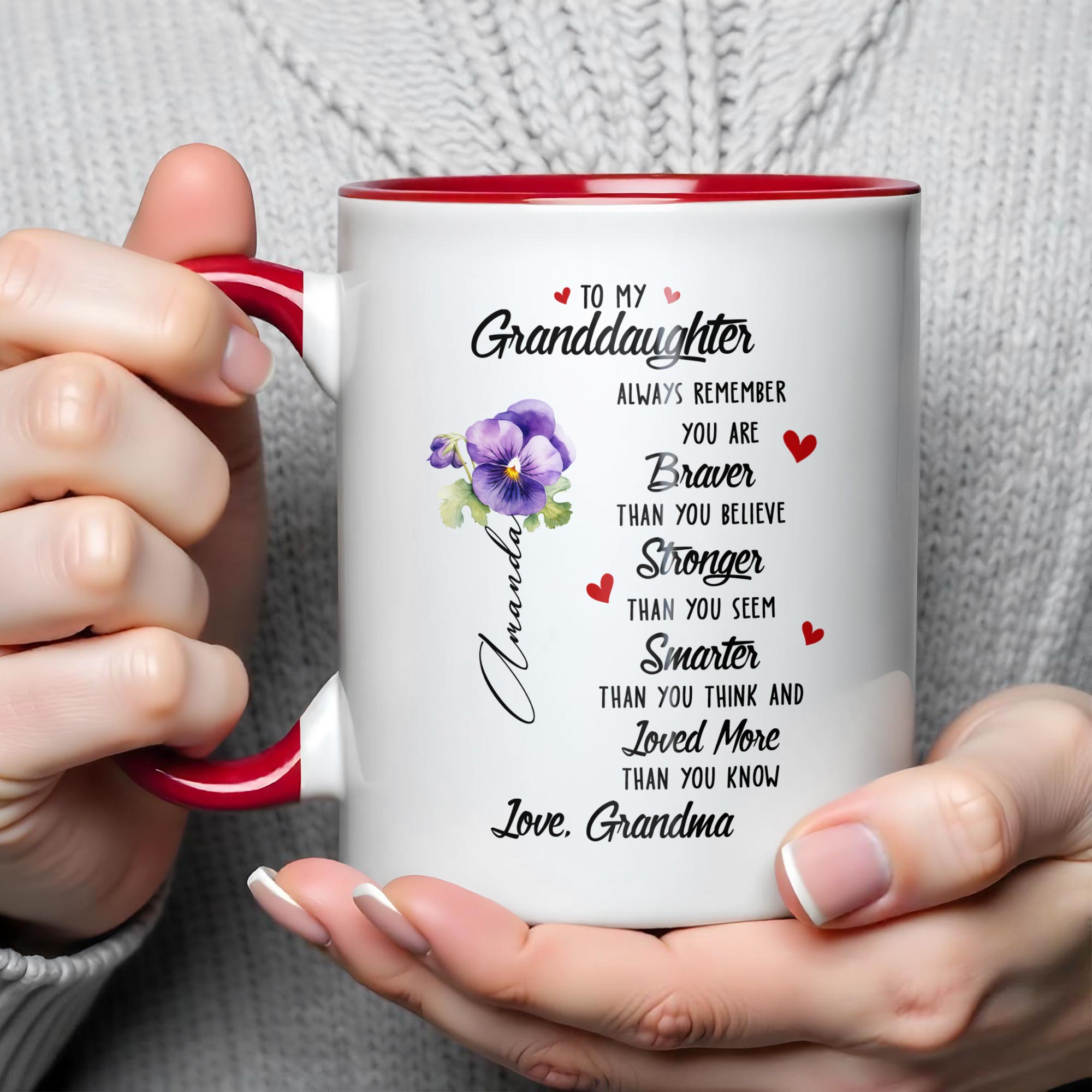 Personalized To My Granddaughter Always Remember You Are Braver Stronger Accent Mug Best Gifts - Image 4
