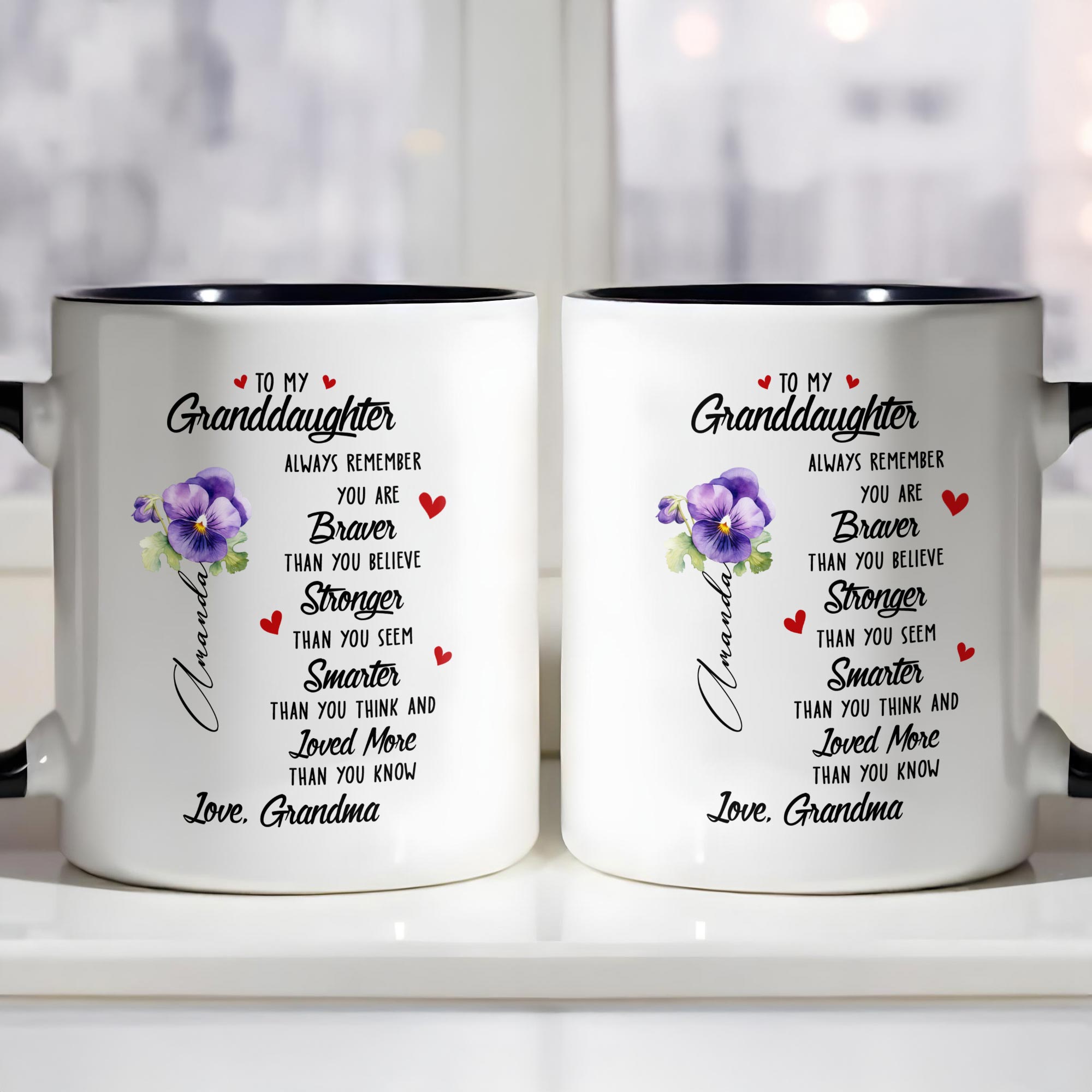 Personalized To My Granddaughter Always Remember You Are Braver Stronger Accent Mug Best Gifts