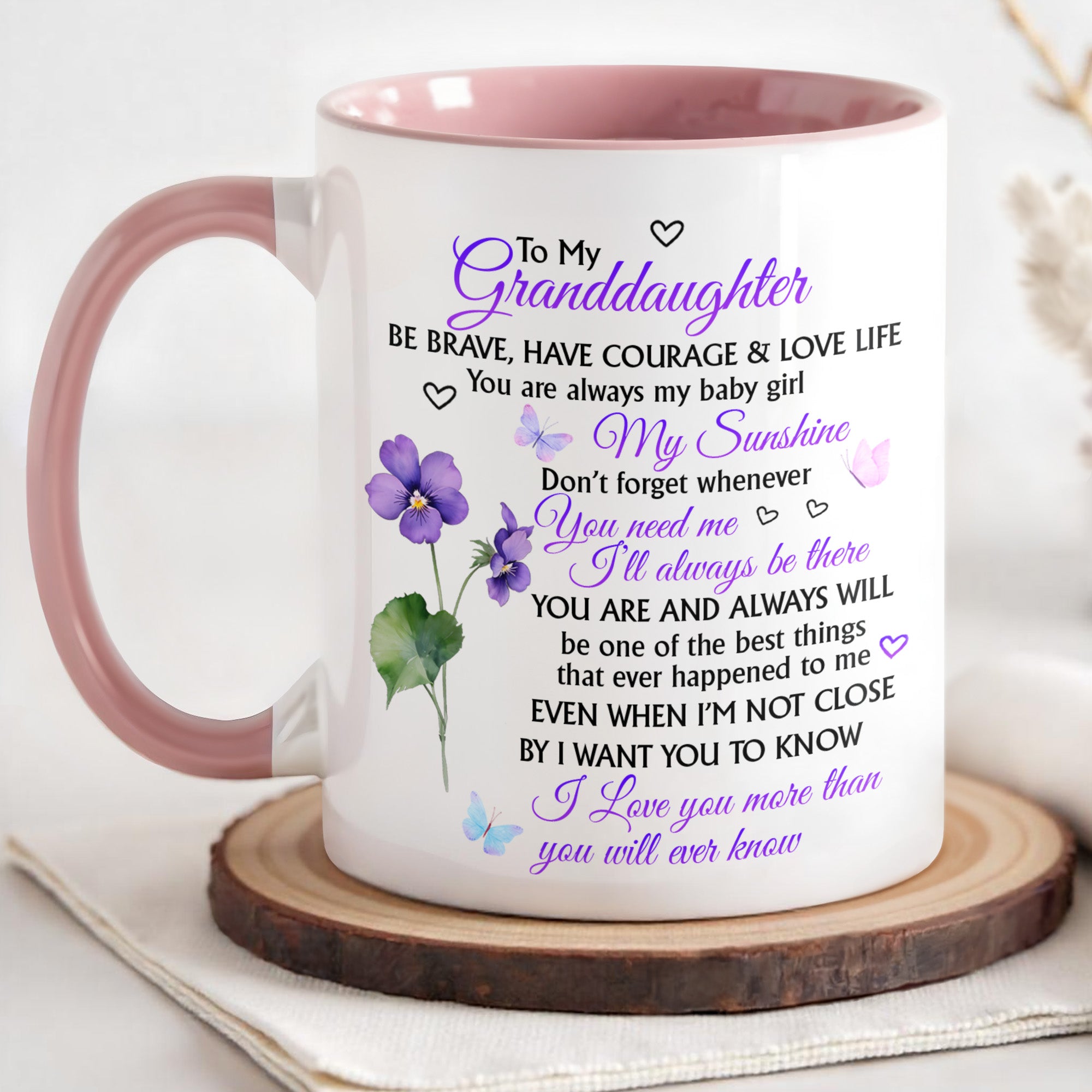 Personalized To My Granddaughter Be Brave Accent Mug Birthday Gifts For Granddaughter - Image 3