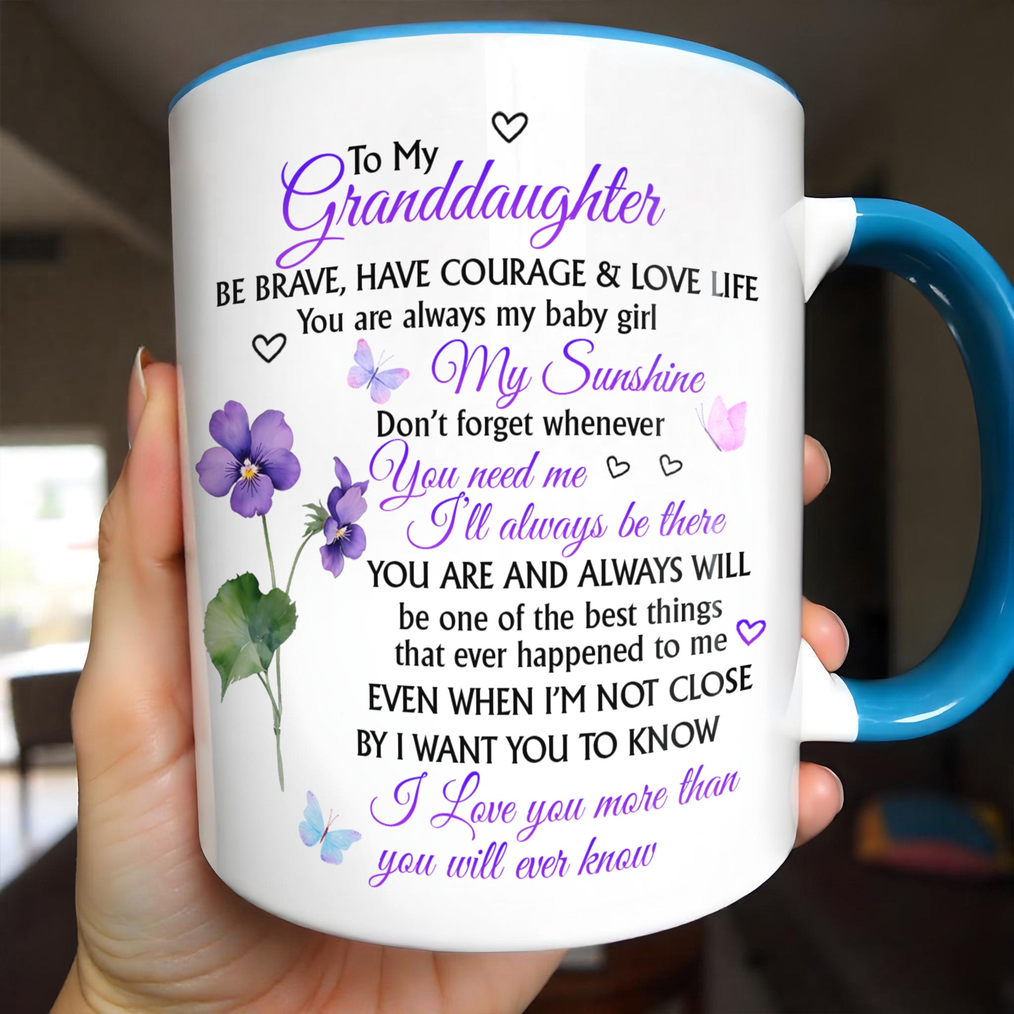 Personalized To My Granddaughter Be Brave Accent Mug Birthday Gifts For Granddaughter - Image 2