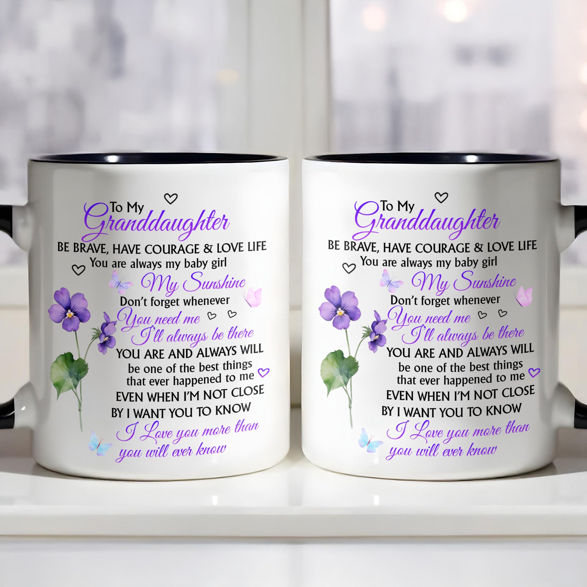 Personalized To My Granddaughter Be Brave Accent Mug Birthday Gifts For Granddaughter