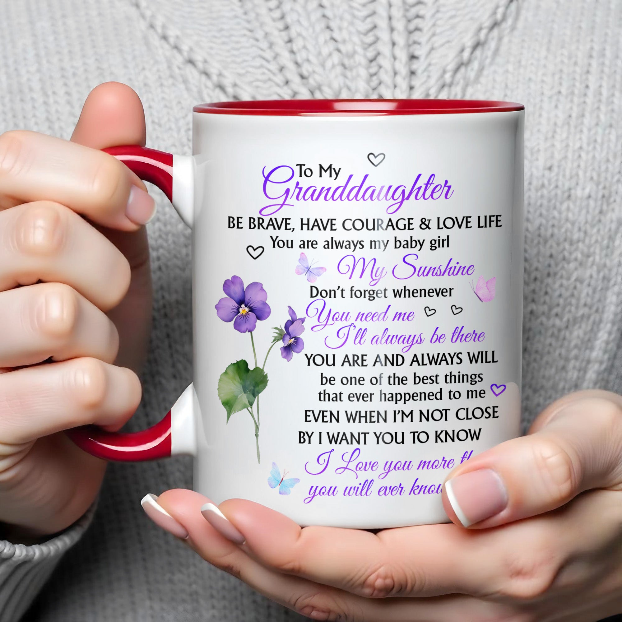 Personalized To My Granddaughter Be Brave Accent Mug Birthday Gifts For Granddaughter - Image 4