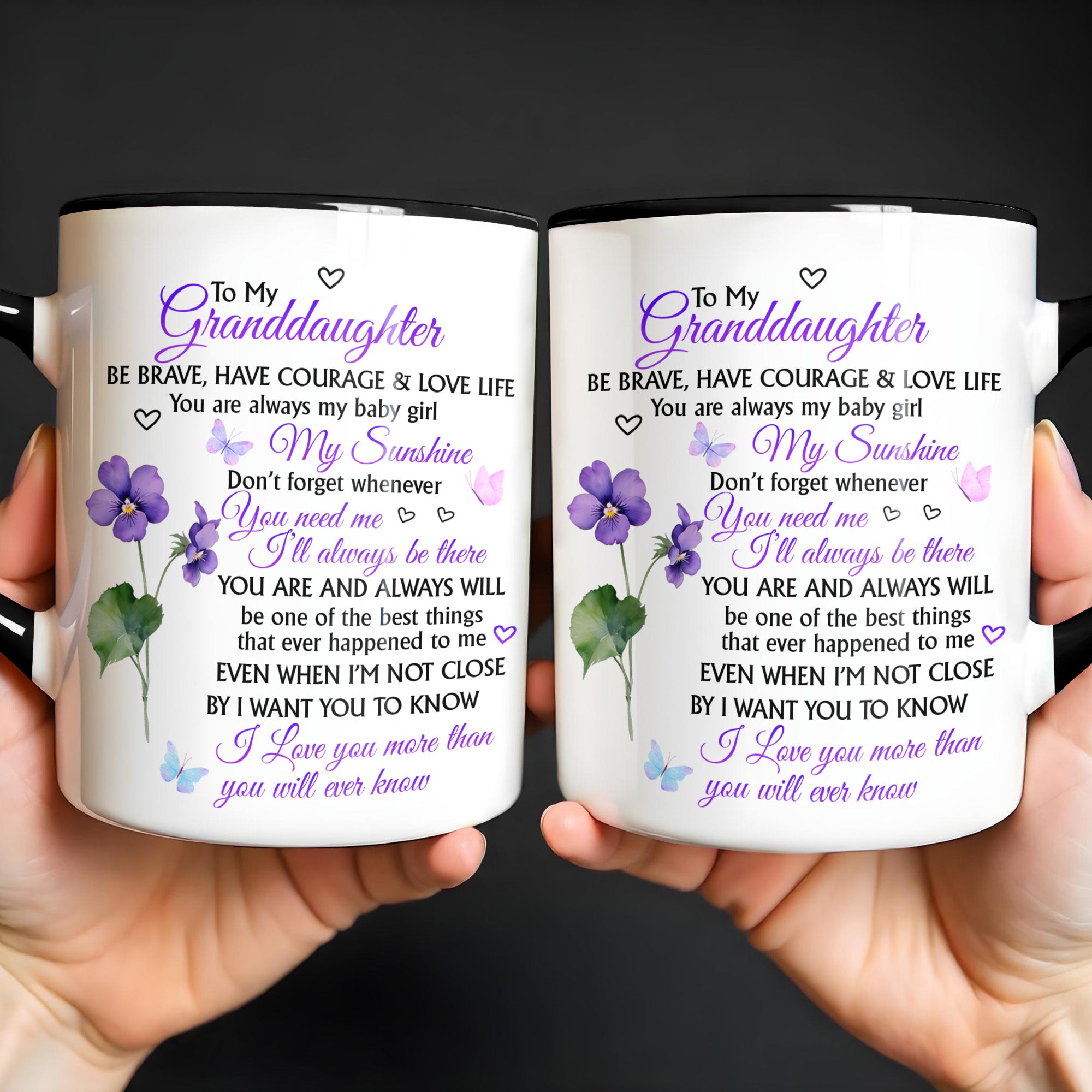 Personalized To My Granddaughter Be Brave Accent Mug Birthday Gifts For Granddaughter - Image 5