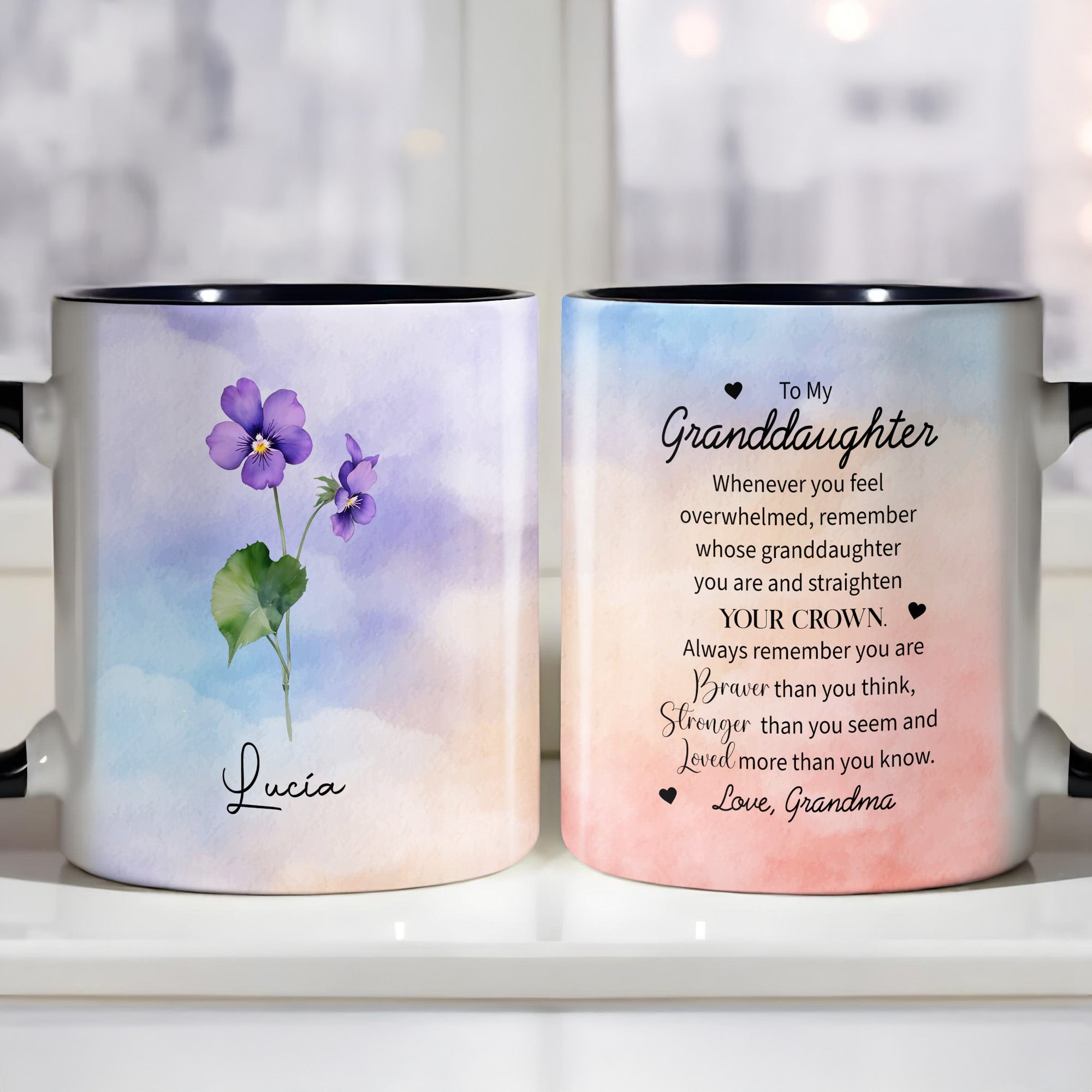 Personalized To My Granddaughter Floral Accent Mug Meaningful Gifts Ideas